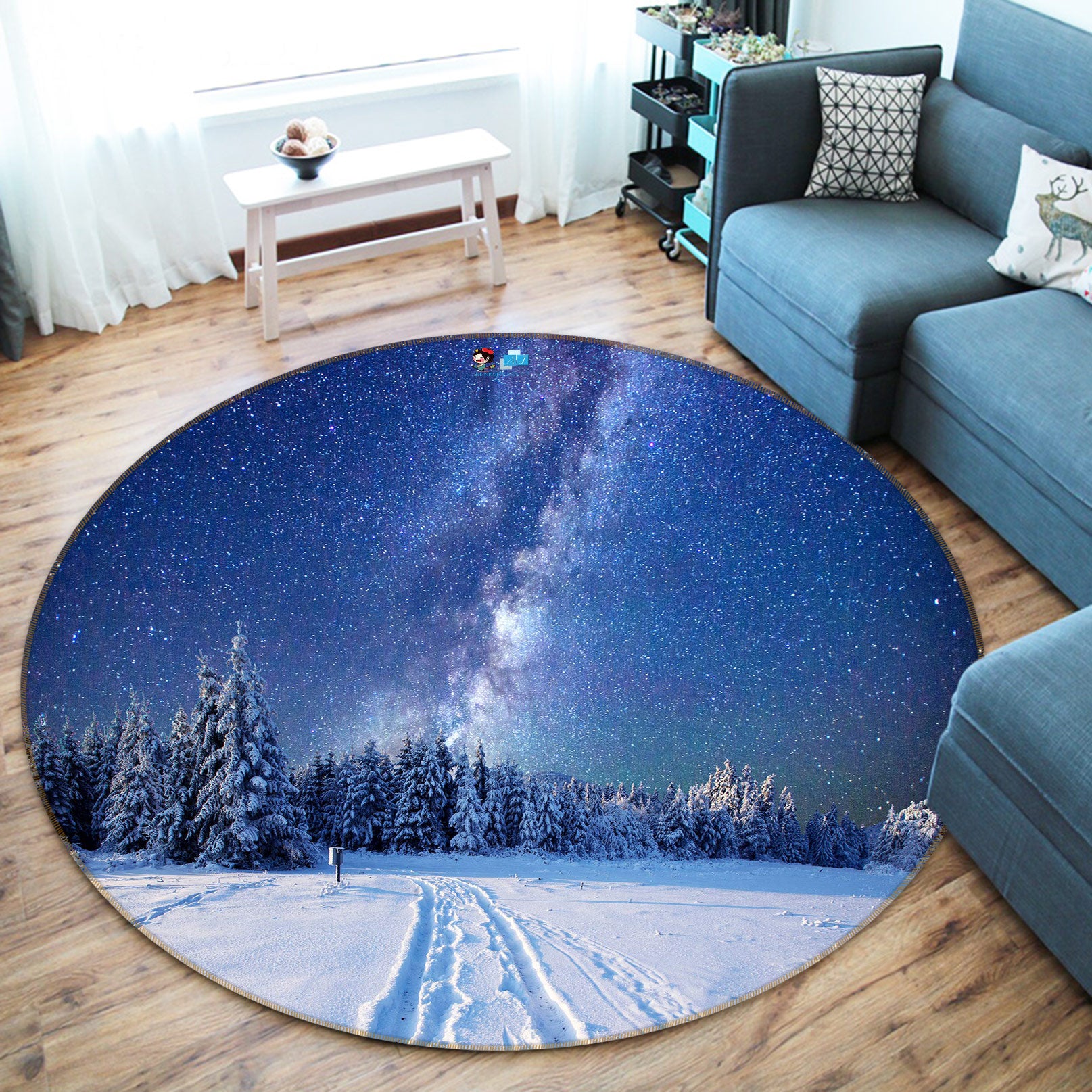 3D Snowfield 81010 Round Non Slip Rug Mat