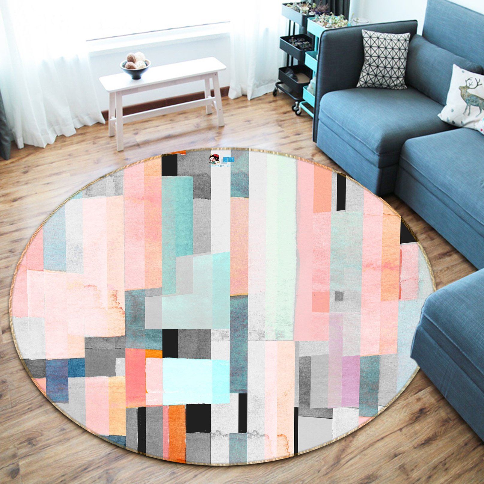 3D Colored Vertical Bars 303 Round Non Slip Rug Mat Mat AJ Creativity Home 