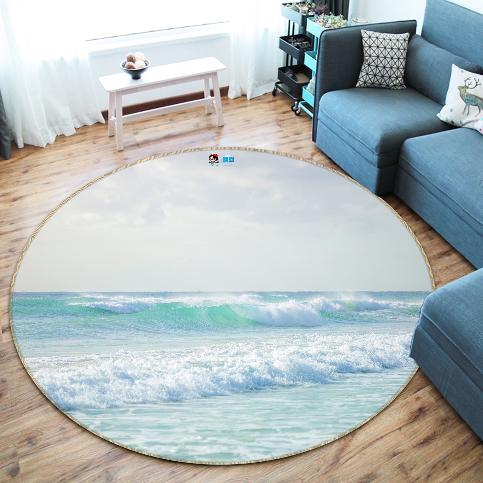 3D Beautiful Ocean 7537 Assaf Frank Rug Round Non Slip Rug Mat