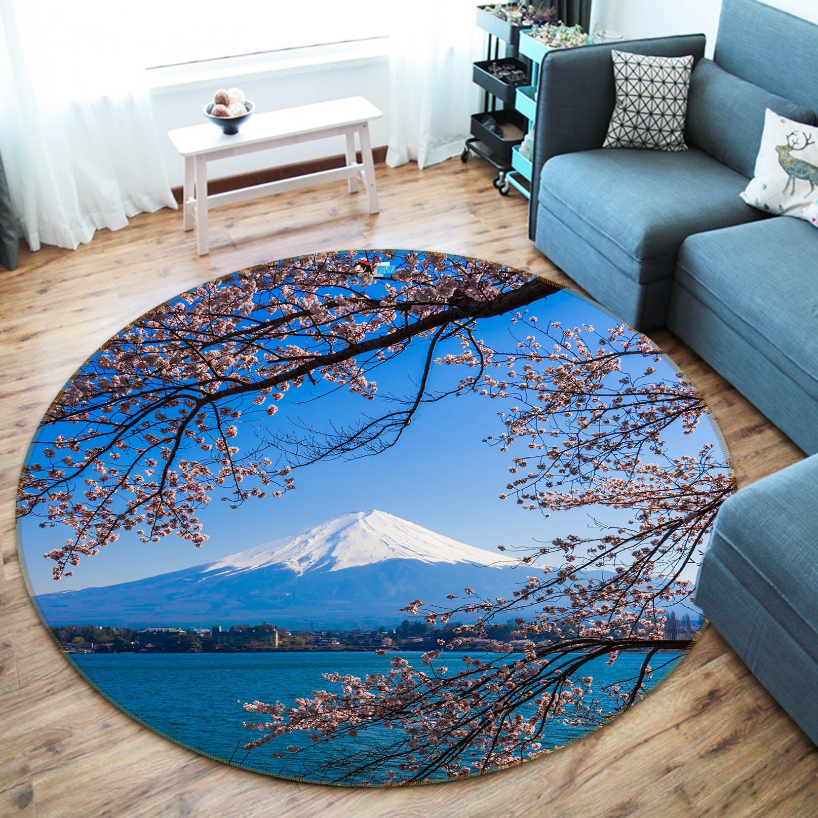 3D Mount Fuji 81053 Round Non Slip Rug Mat