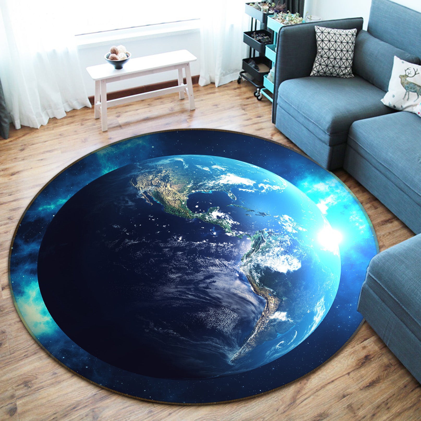 3D Earth 71243 Round Non Slip Rug Mat