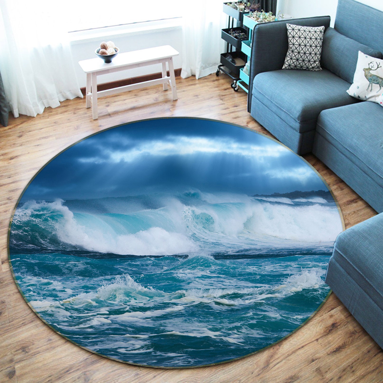 3D Ocean 74032 Round Non Slip Rug Mat
