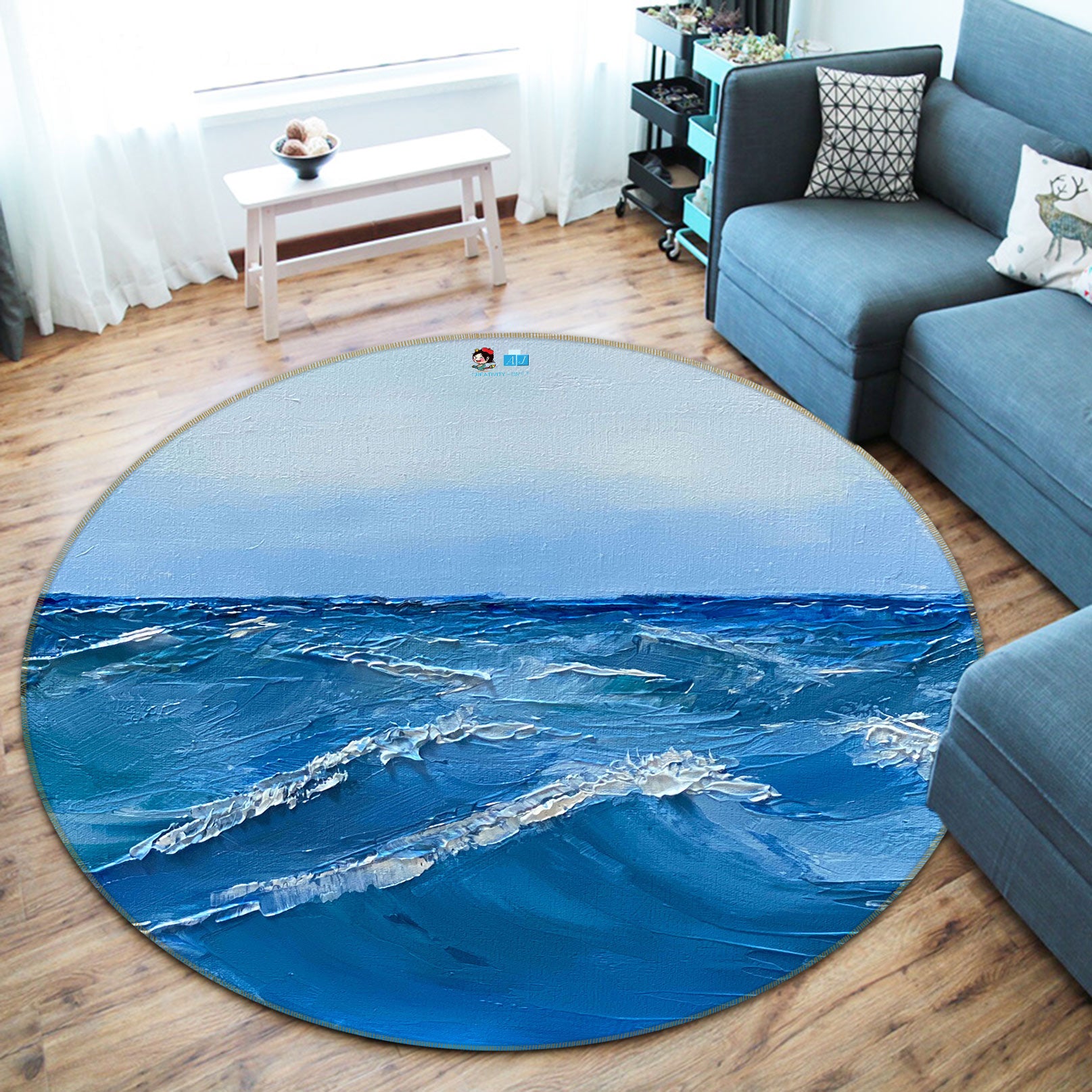 3D Ocean 9753 Marina Zotova Rug Round Non Slip Rug Mat