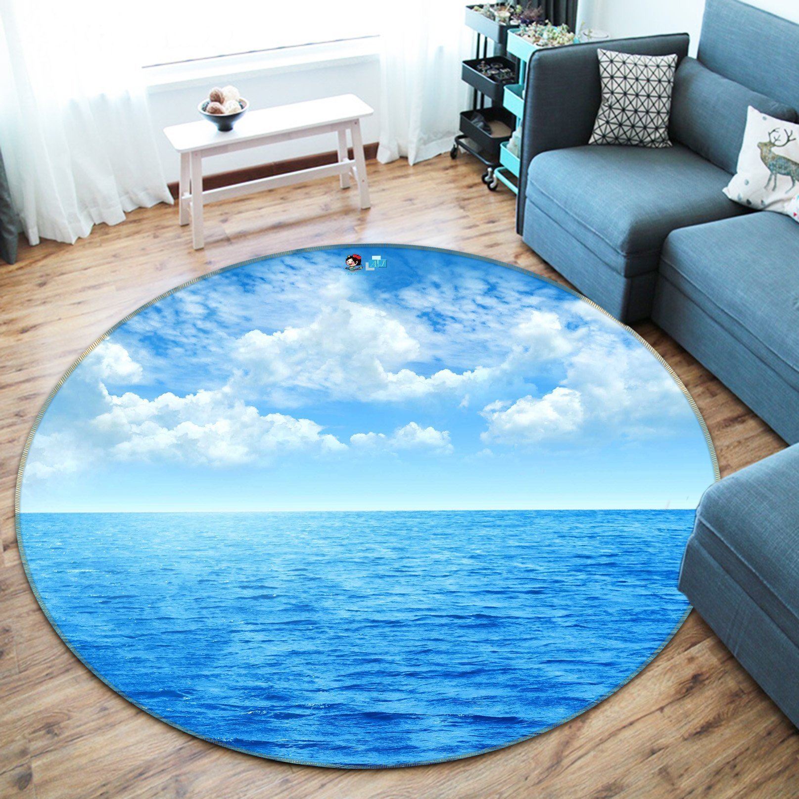 3D Boundless Sea 54 Round Non Slip Rug Mat Mat AJ Creativity Home 