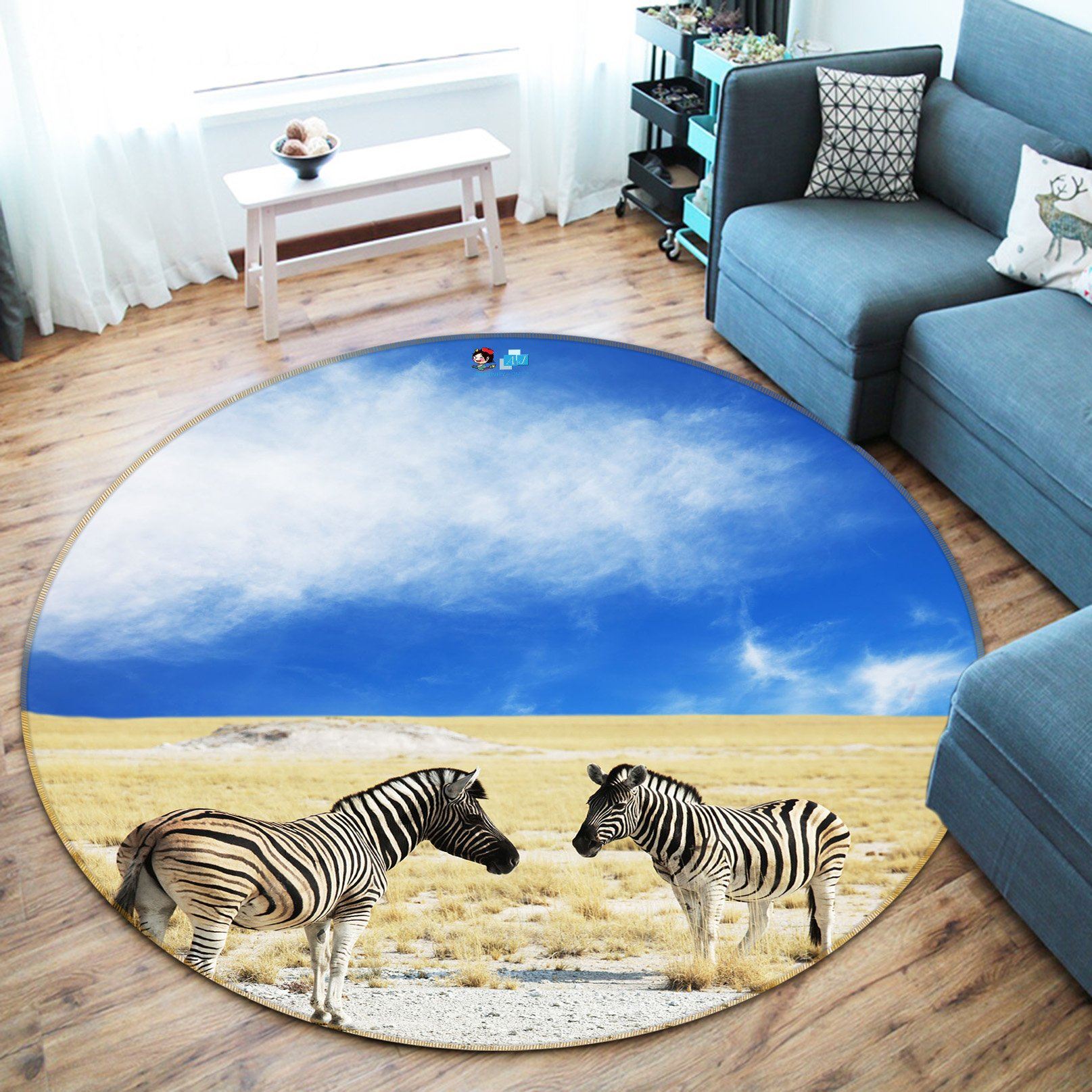 3D Zebra Hay 373 Round Non Slip Rug Mat Mat AJ Creativity Home 