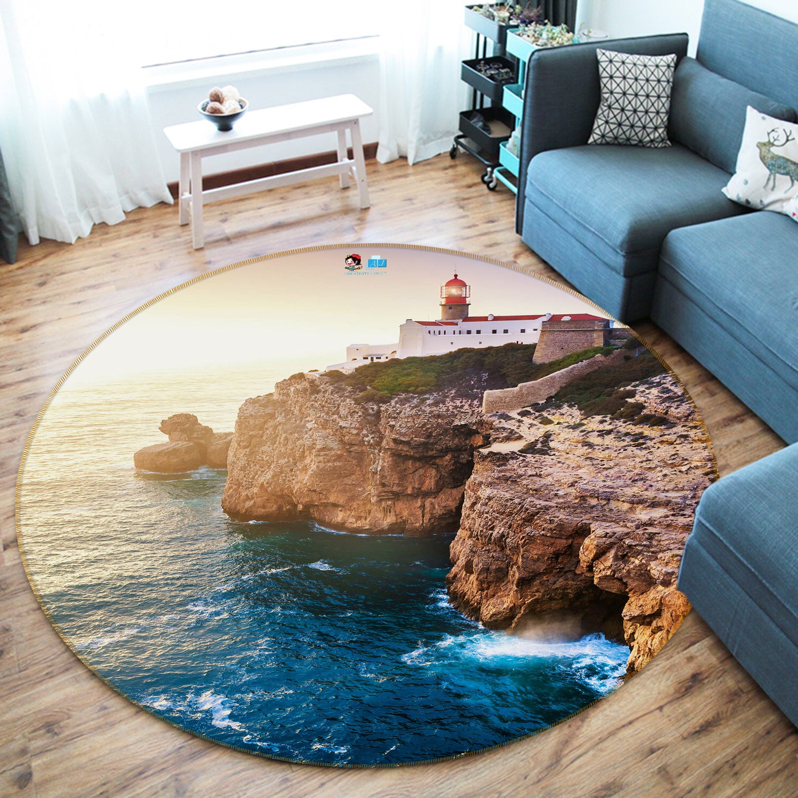 3D Sea Stone 69142 Round Non Slip Rug Mat