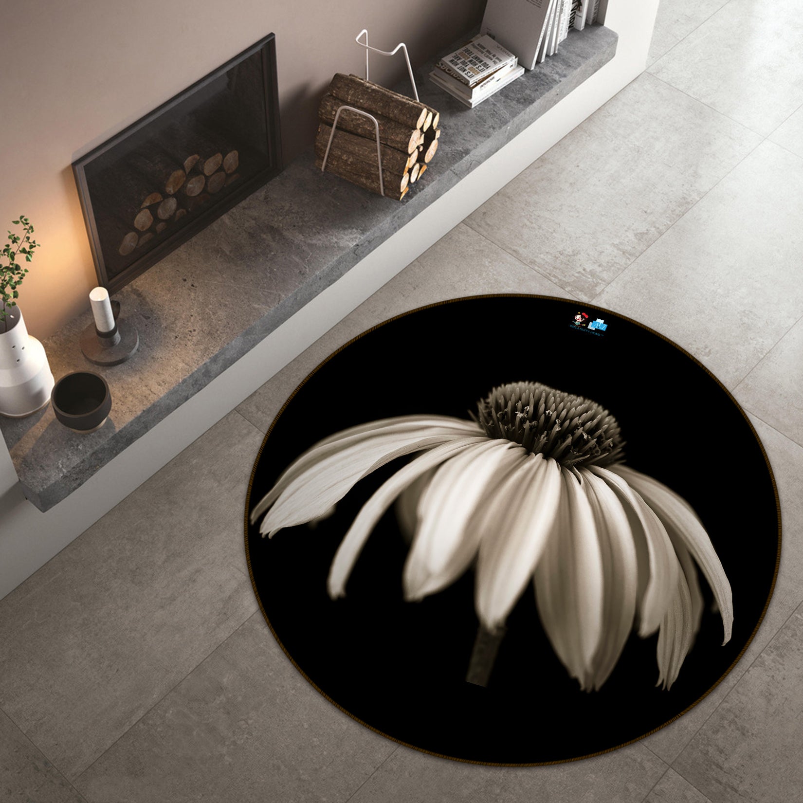 3D Artistic Petal 7302 Assaf Frank Rug Round Non Slip Rug Mat