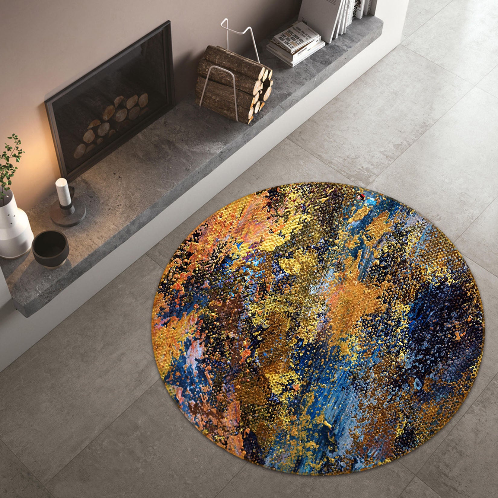 3D Pattern 71259 Round Non Slip Rug Mat