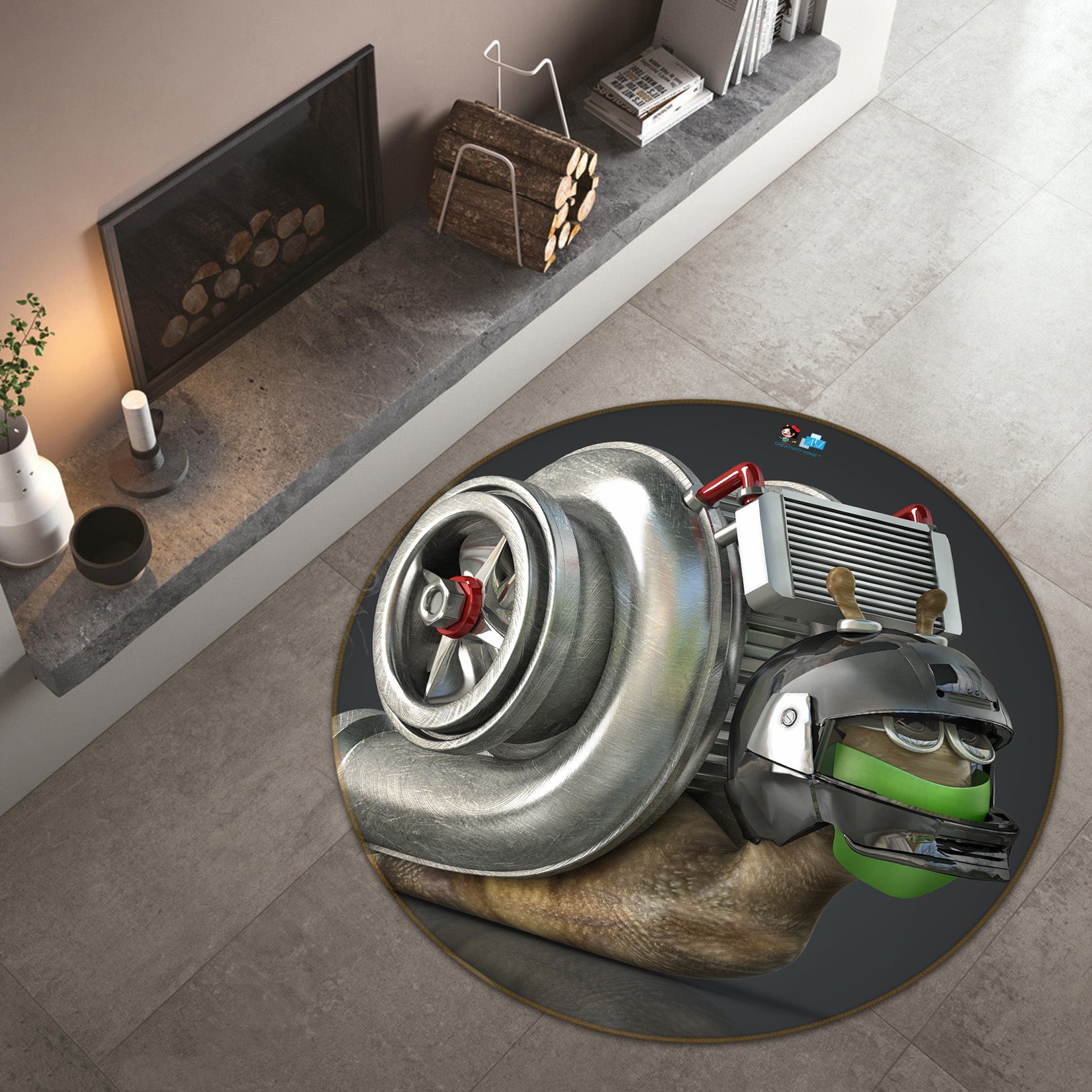 3D Mechanical Snail 74195 Round Non Slip Rug Mat