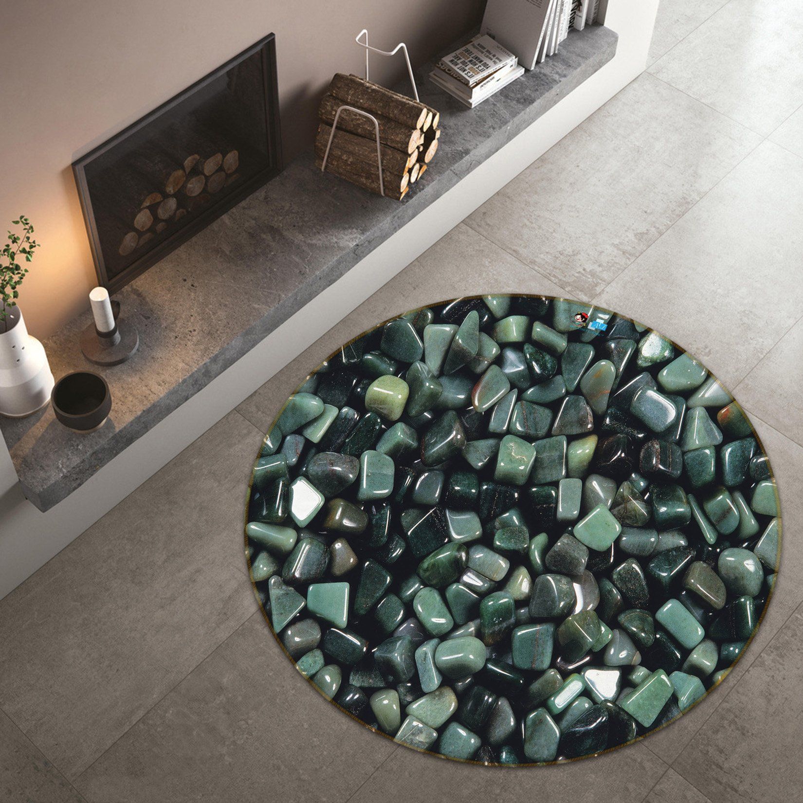 3D Green Pebbles 071 Round Non Slip Rug Mat Mat AJ Creativity Home 