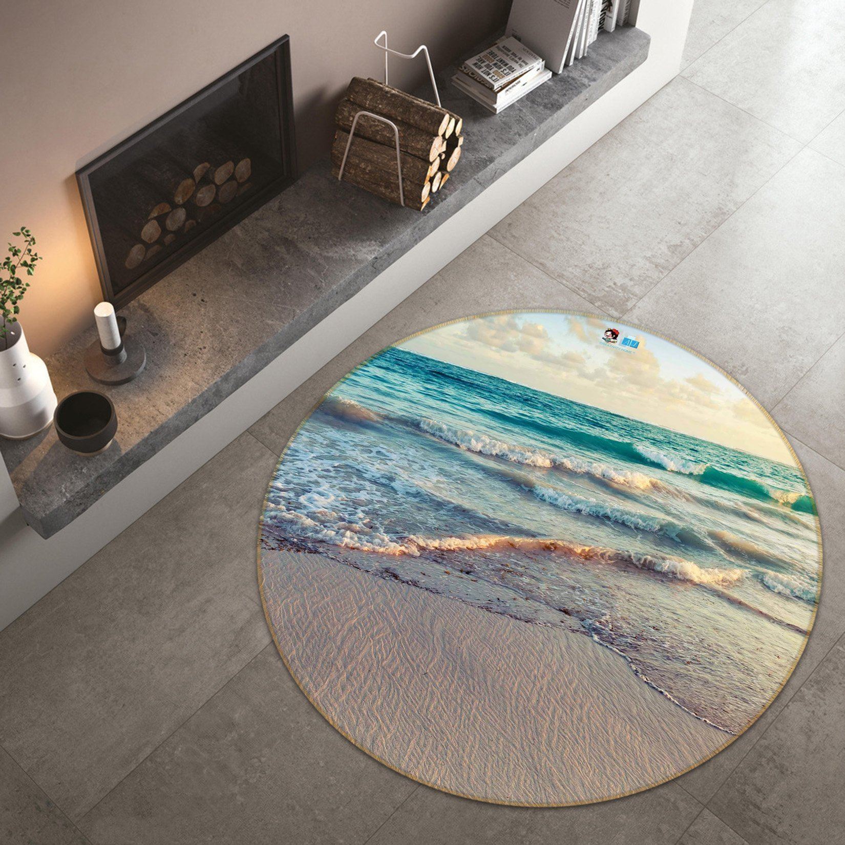 3D Peaceful Sea Scenery 81 Round Non Slip Rug Mat Mat AJ Creativity Home 
