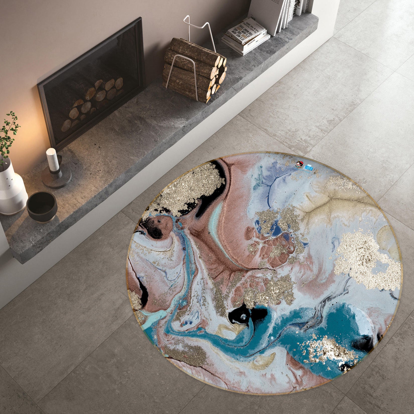 3D Texture 81165 Round Non Slip Rug Mat