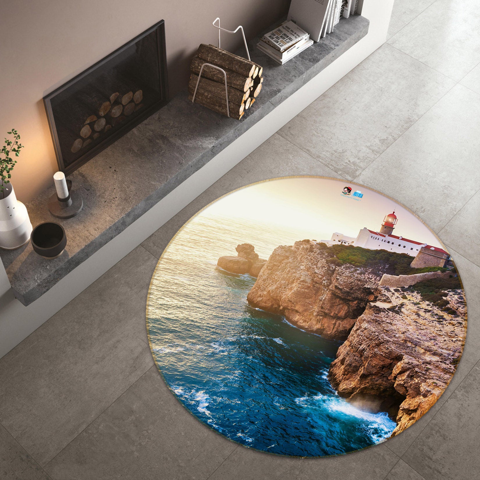3D Sea Stone 69142 Round Non Slip Rug Mat