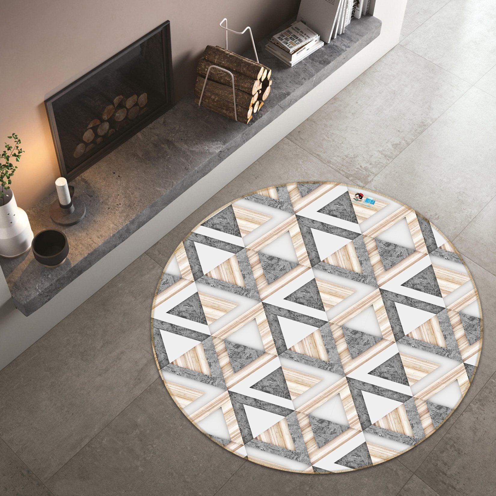 3D Triangle 3185 Round Non Slip Rug Mat Mat AJ Creativity Home 