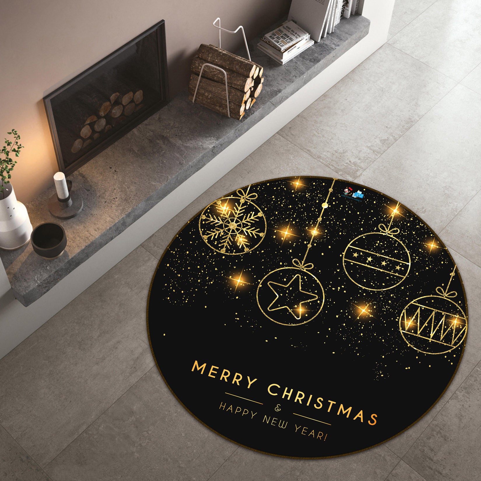 3D Golden Circle 81070 Round Non Slip Rug Mat