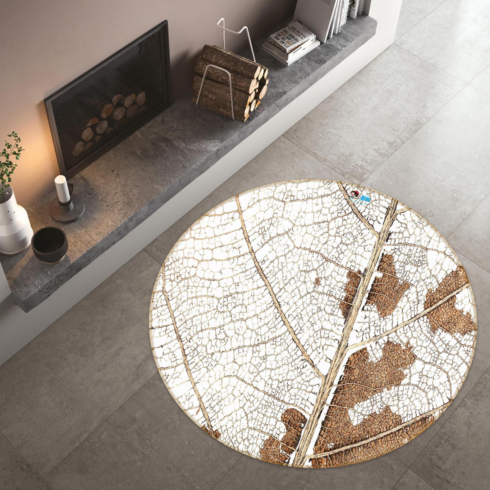 3D Leaf Vein 72183 Round Non Slip Rug Mat