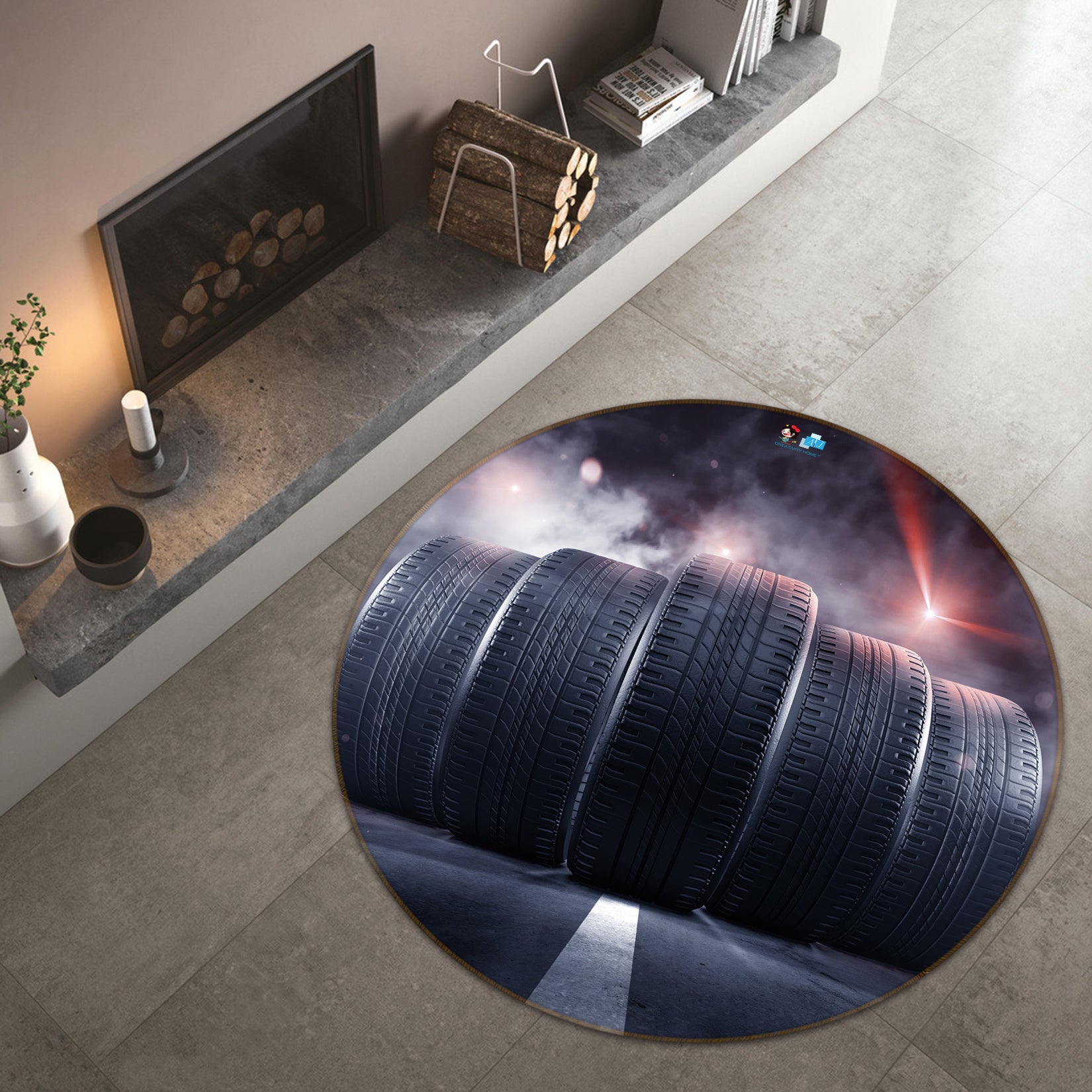 3D Tires 74174 Round Non Slip Rug Mat