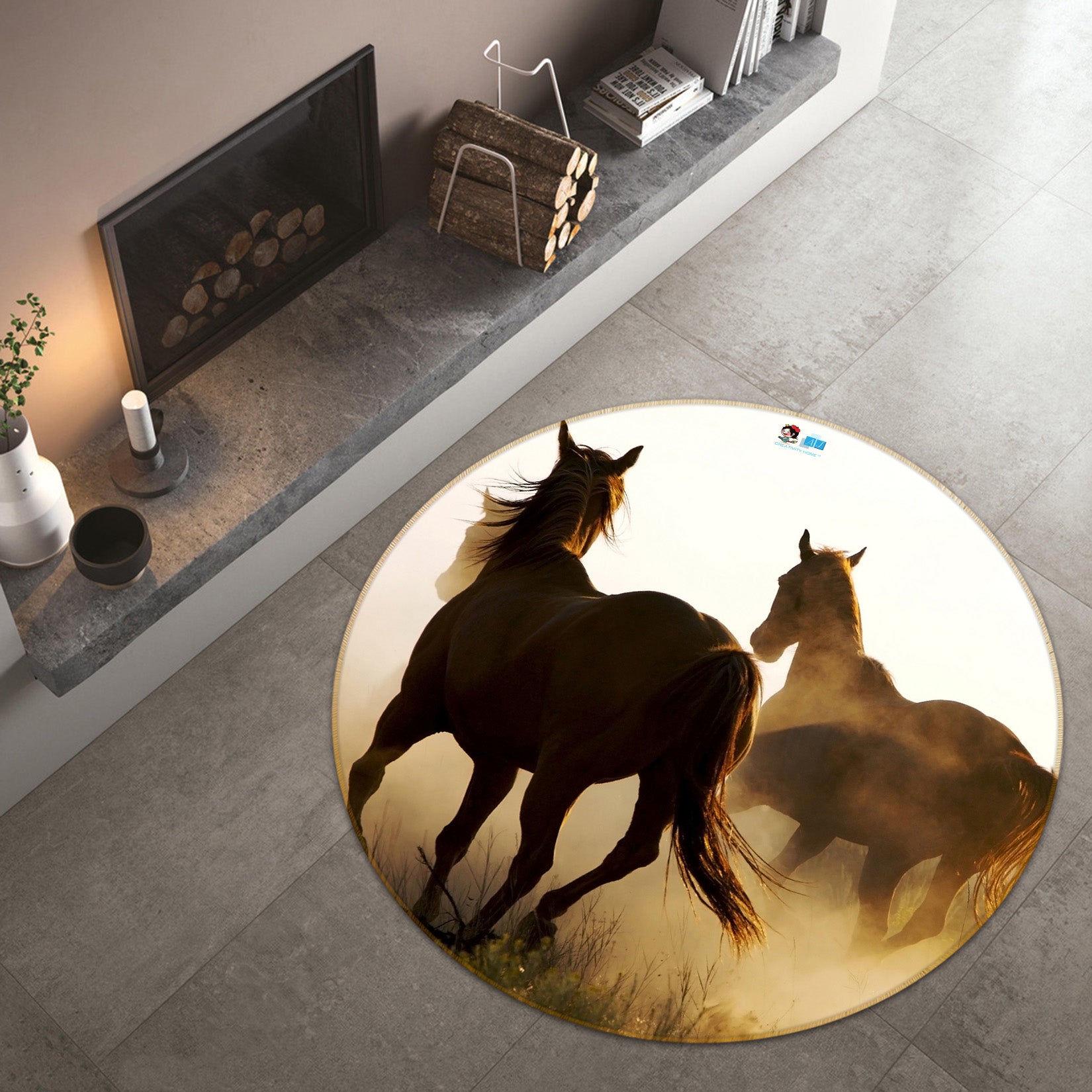 3D Horse 72050 Round Non Slip Rug Mat