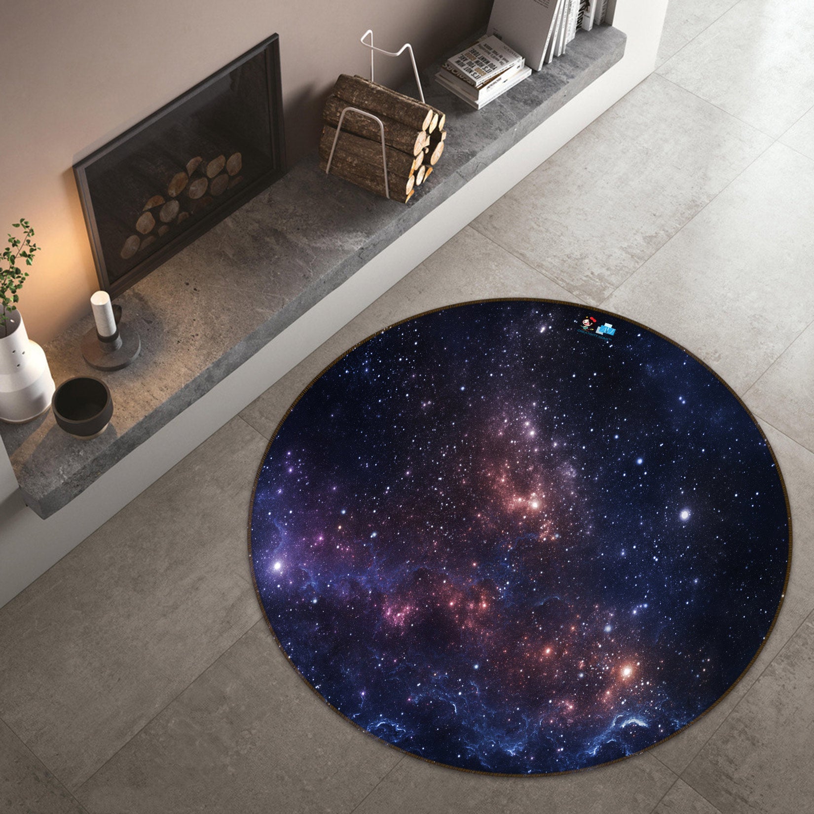 3D Starry Sky 72291 Round Non Slip Rug Mat