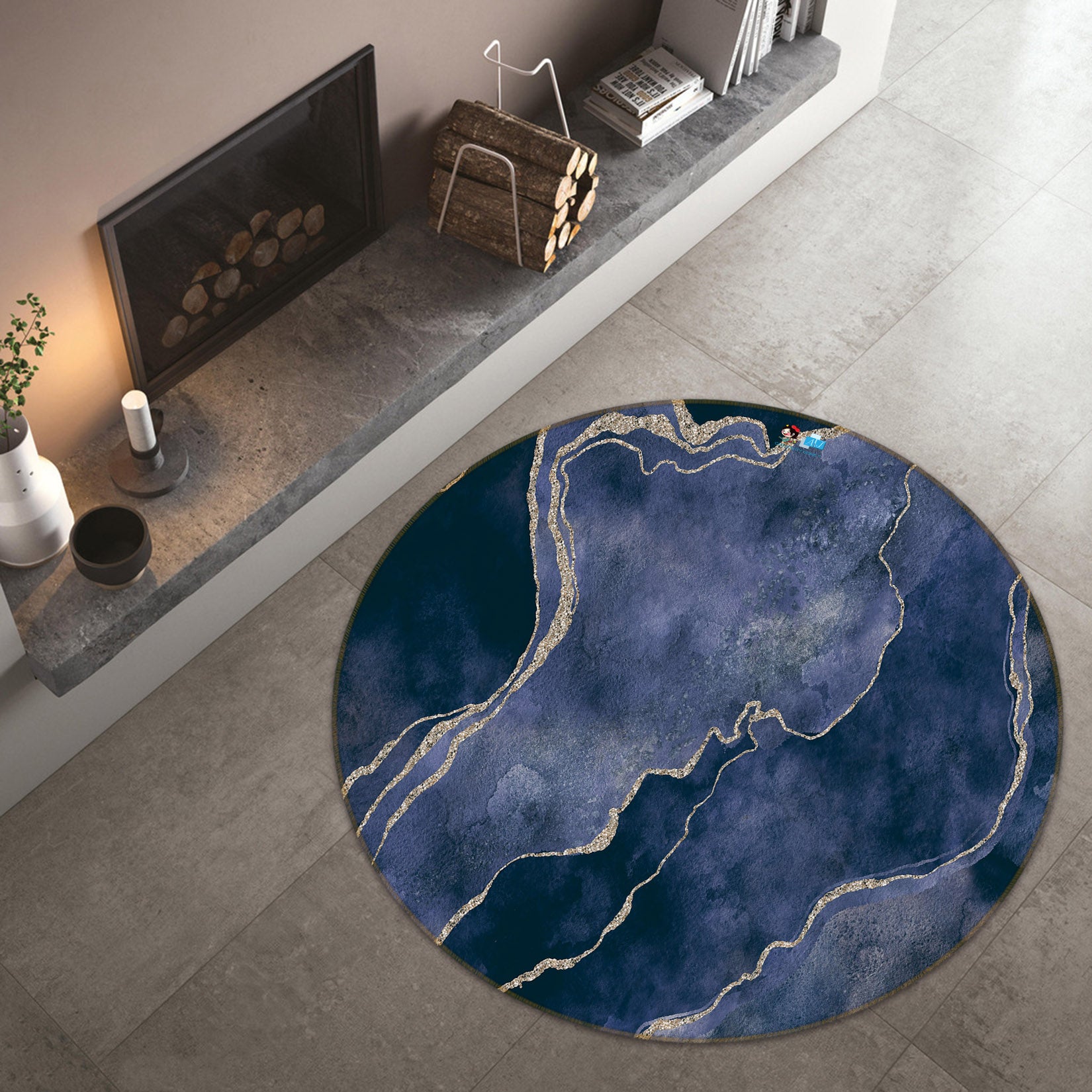 3D Dark Gray Texture 83065 Andrea haase Rug Round Non Slip Rug Mat