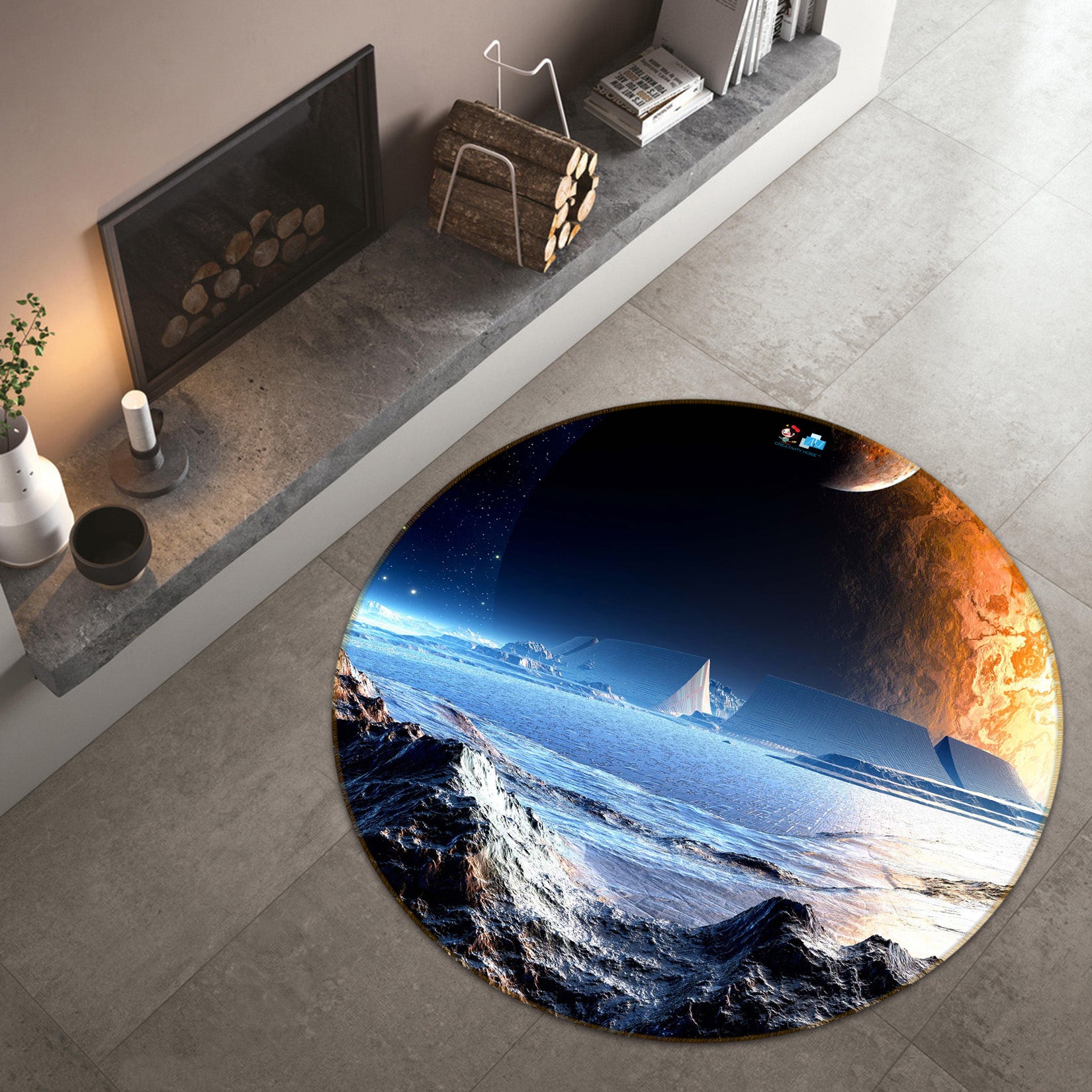 3D Planet 66166 Round Non Slip Rug Mat