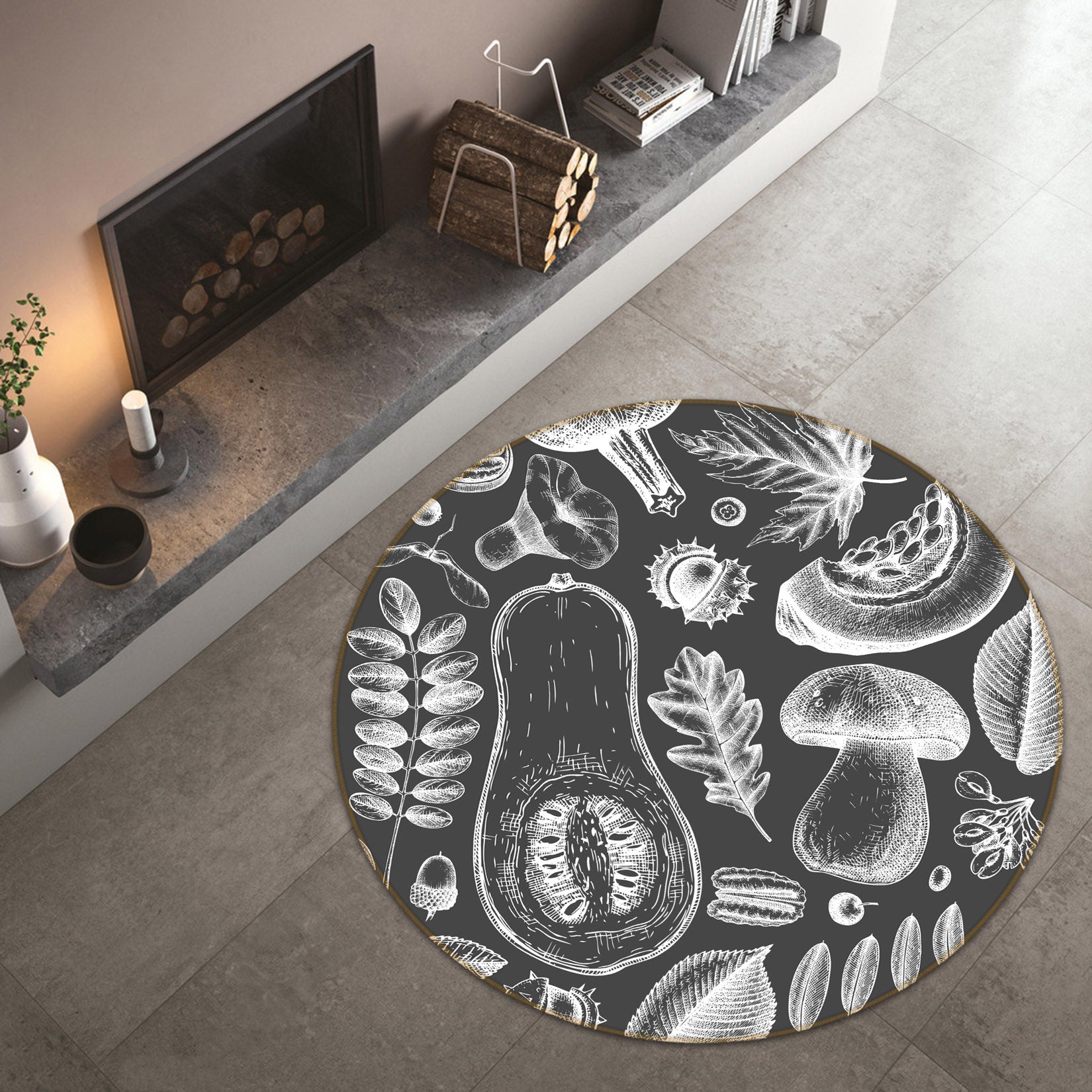 3D Vegetables 71233 Round Non Slip Rug Mat