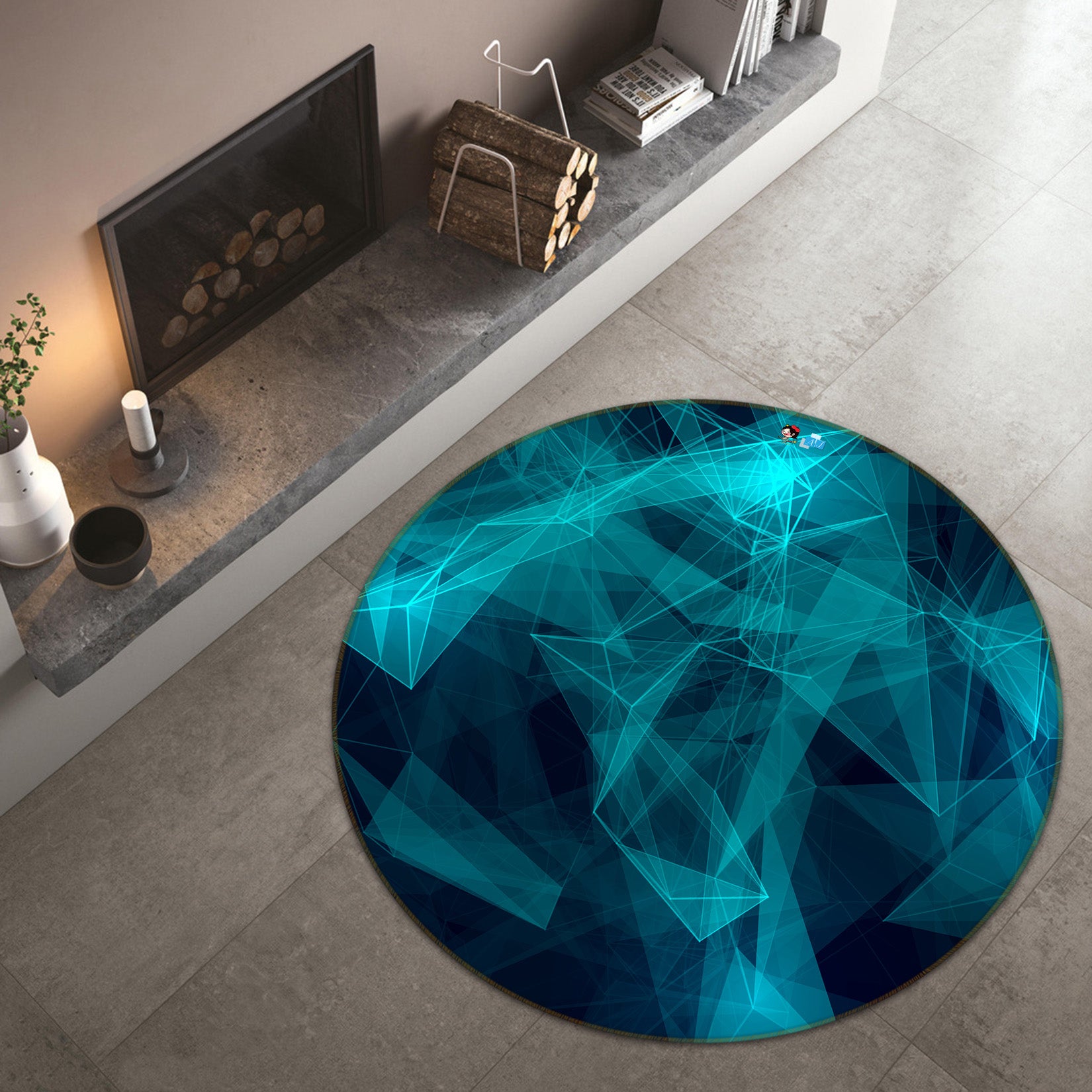 3D Abstract Pattern 72098 Round Non Slip Rug Mat