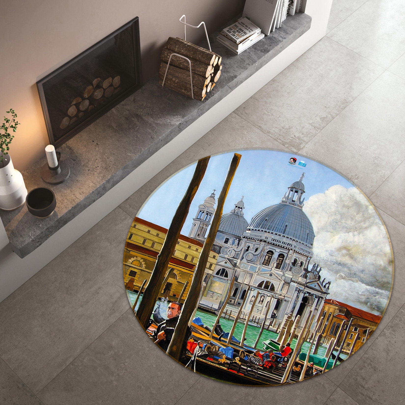 3D Building Vessel 110101 Matthew Holden Bates Rug Round Non Slip Rug Mat