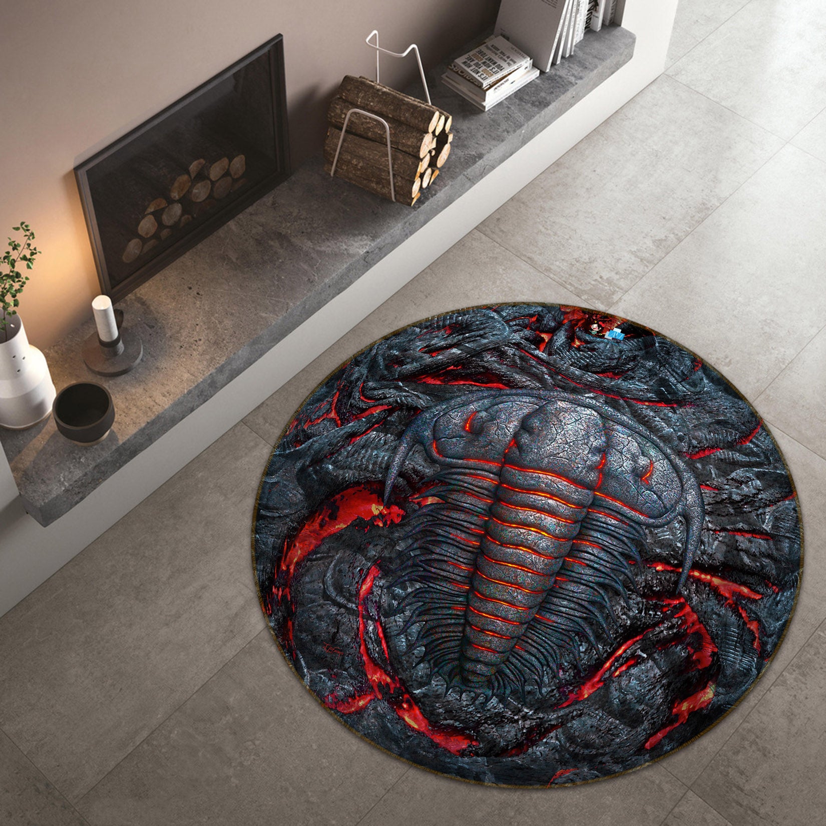 3D Permian Heat 85140 Jerry LoFaro Rug Round Non Slip Rug Mat
