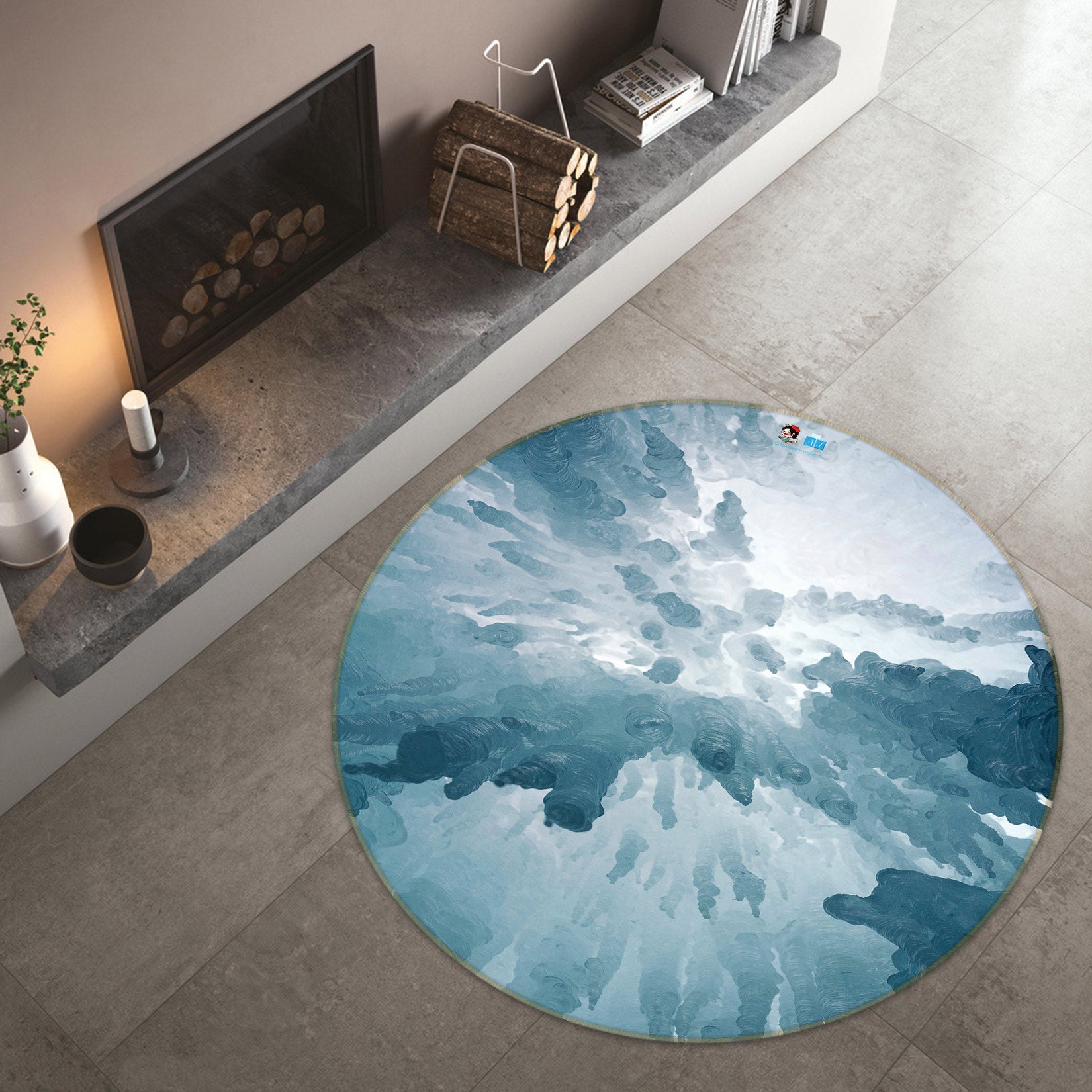3D Glacier 80244 Round Non Slip Rug Mat