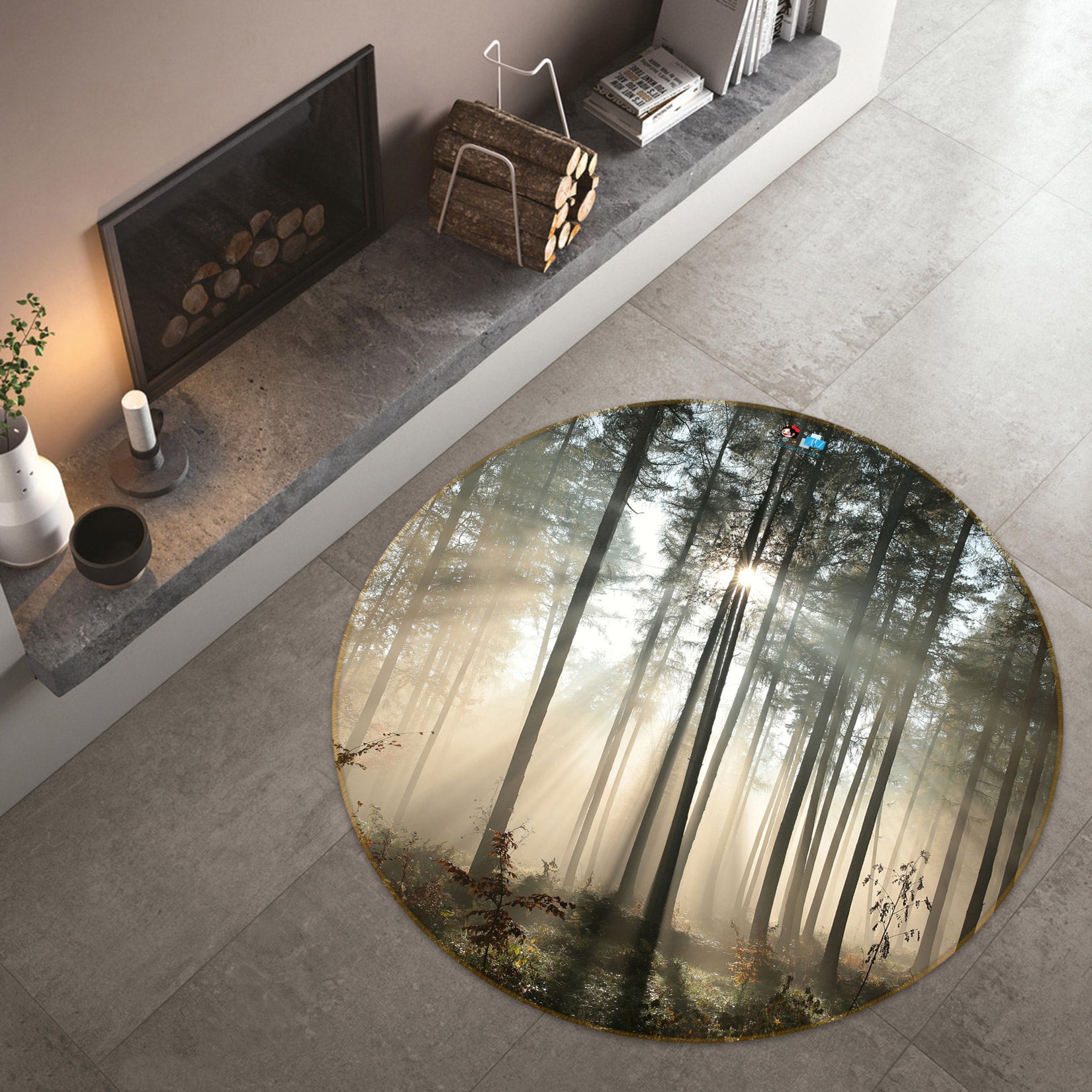 3D Woods Sunshine 72178 Round Non Slip Rug Mat