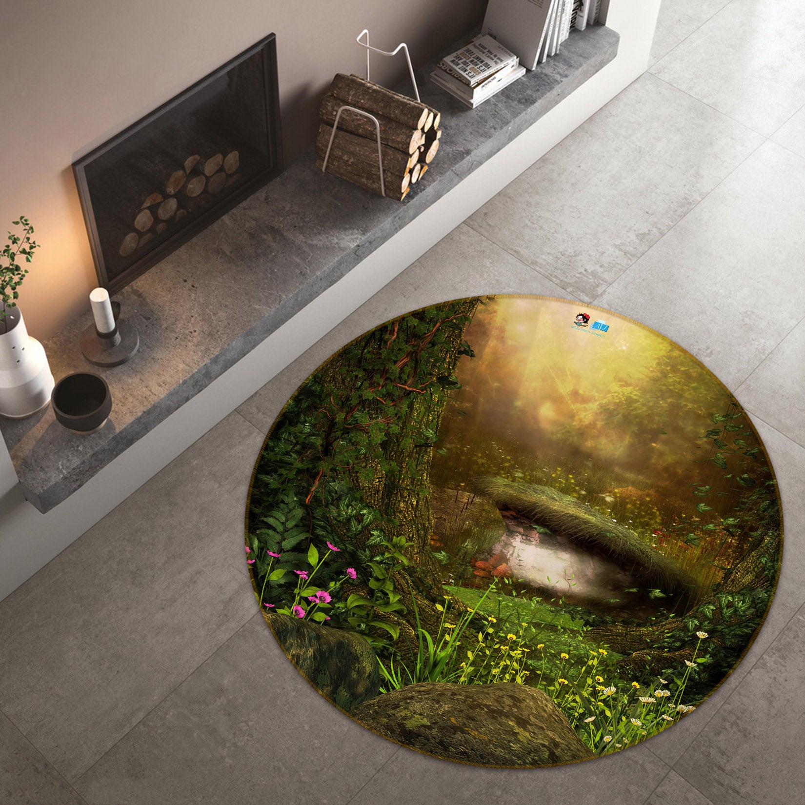 3D Grass Jungle 69160 Round Non Slip Rug Mat