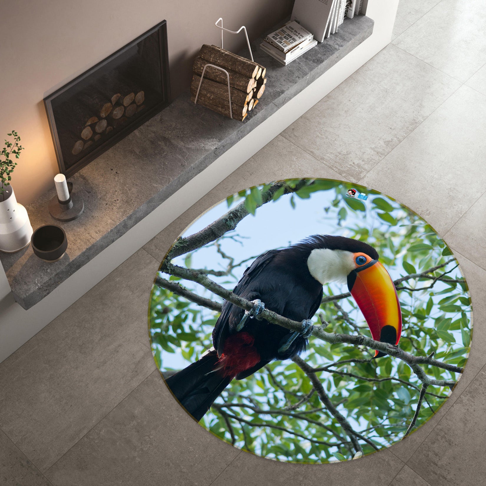 3D Stork 81180 Round Non Slip Rug Mat