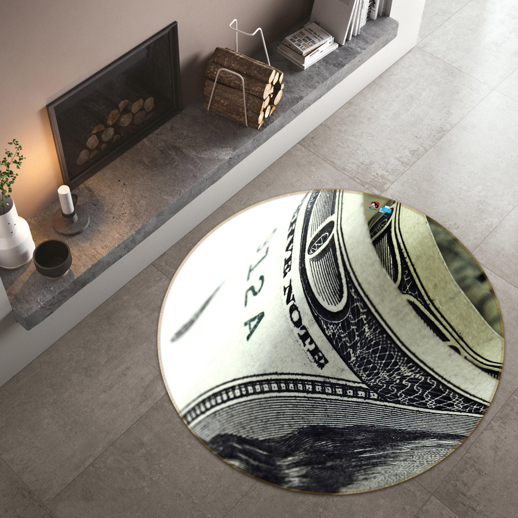 3D Money 74107 Round Non Slip Rug Mat