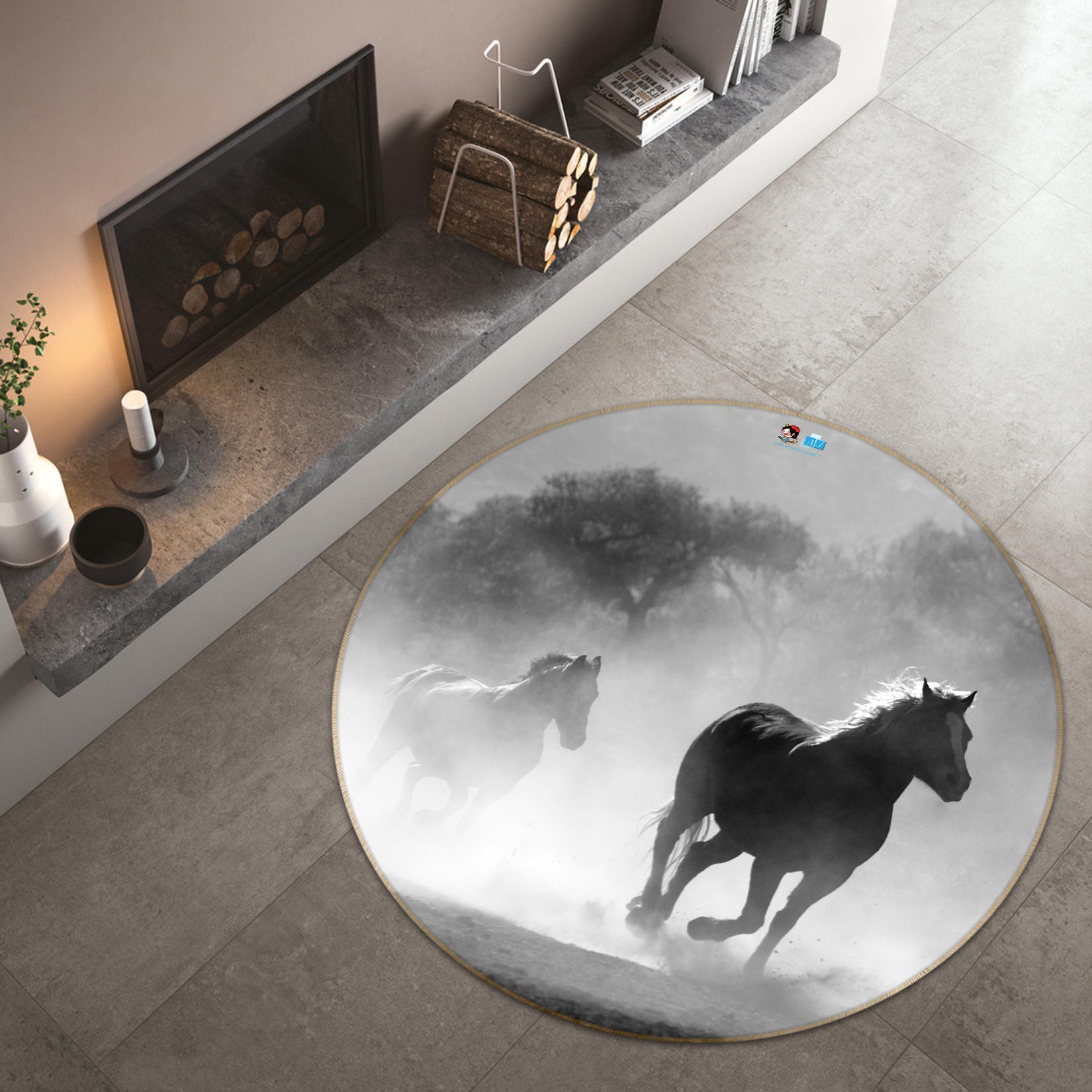 3D Horse 64096 Round Non Slip Rug Mat