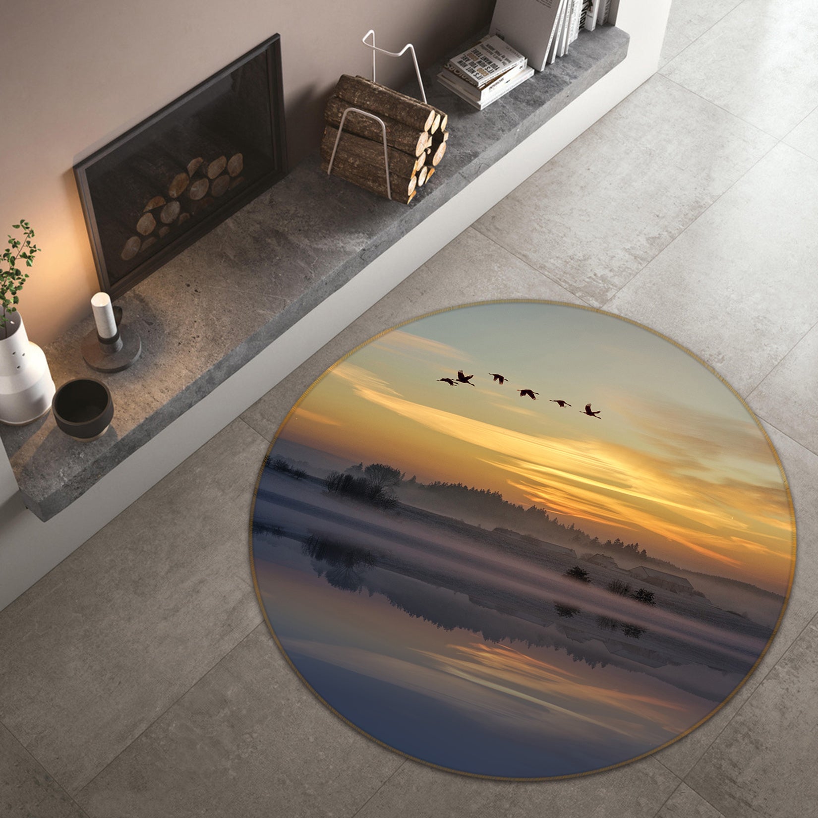 3D Sunset 82274 Animal Round Non Slip Rug Mat