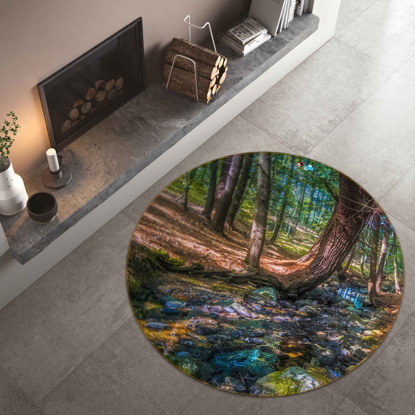 3D Parrish Woods 85111 Jerry LoFaro Rug Round Non Slip Rug Mat
