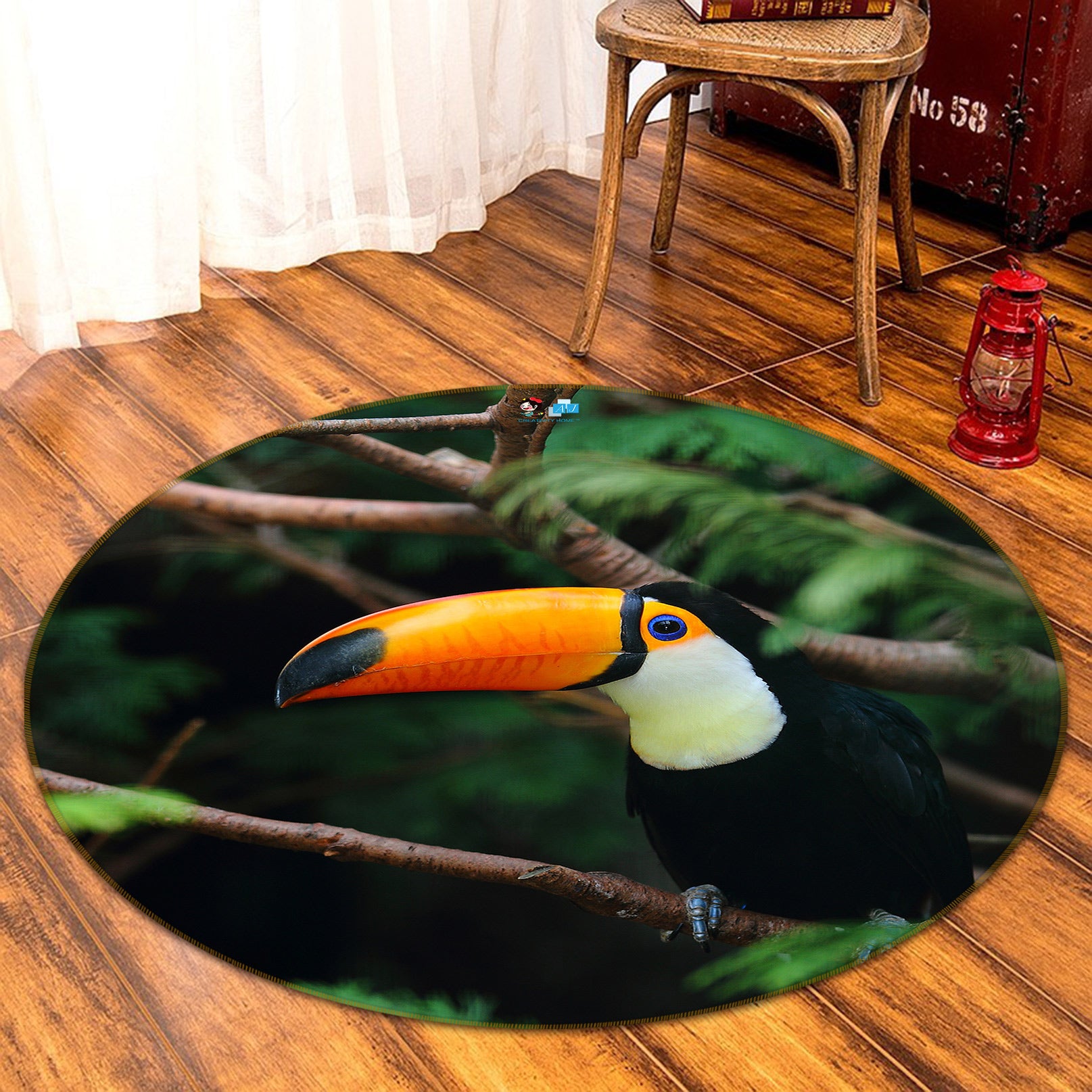 3D Stork Branch 81229 Round Non Slip Rug Mat