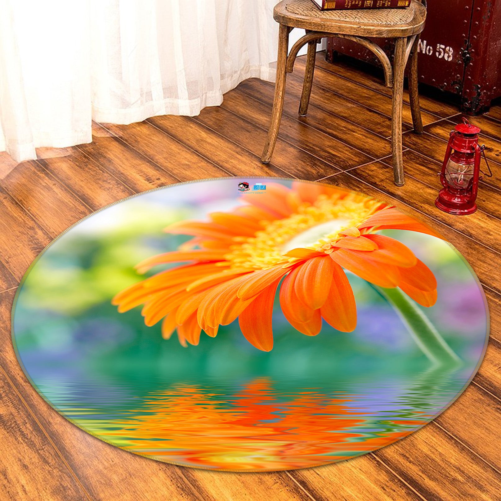 3D Flowers 72073 Round Non Slip Rug Mat