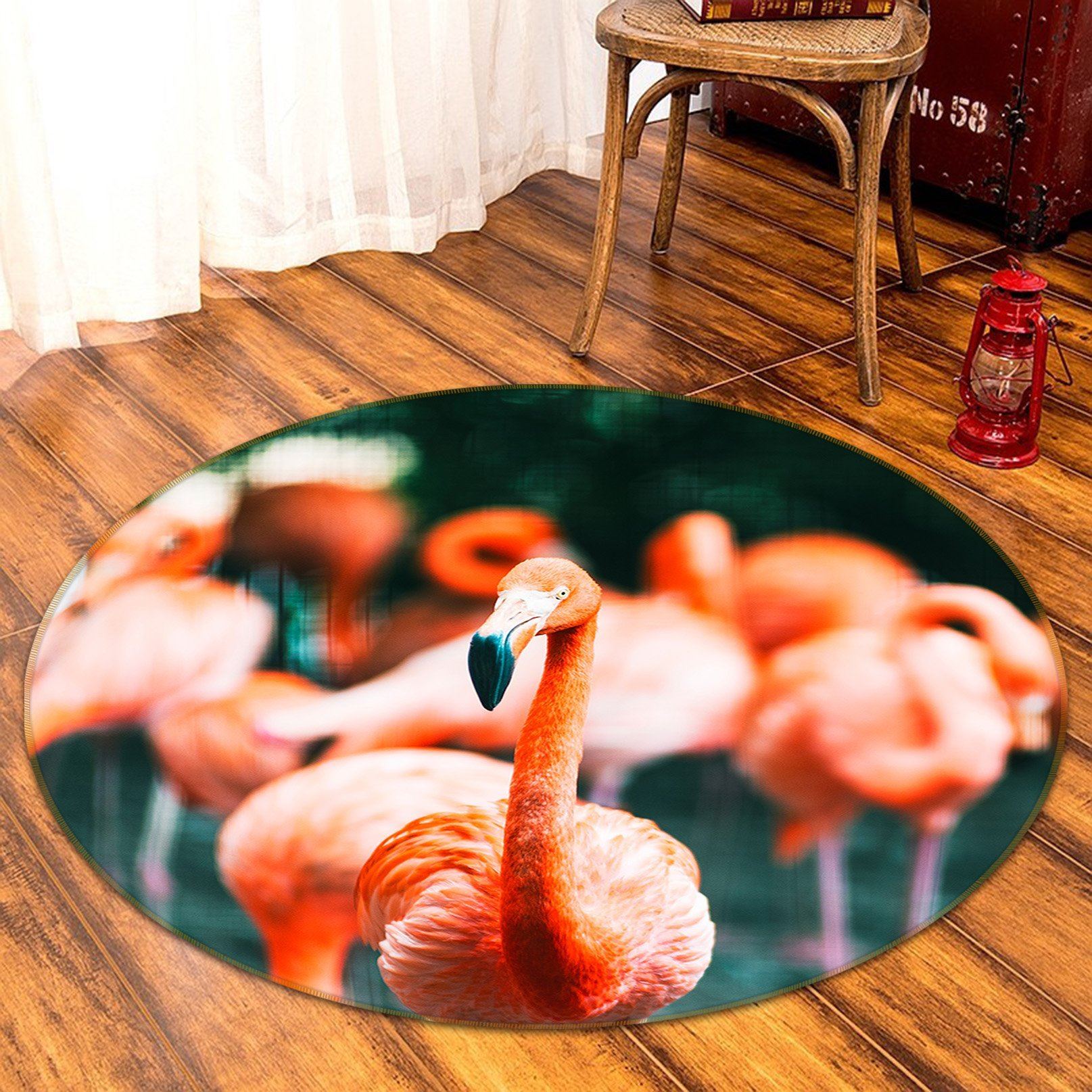 3D Flamingo Mouth 047 Animal Round Non Slip Rug Mat Mat AJ Creativity Home 
