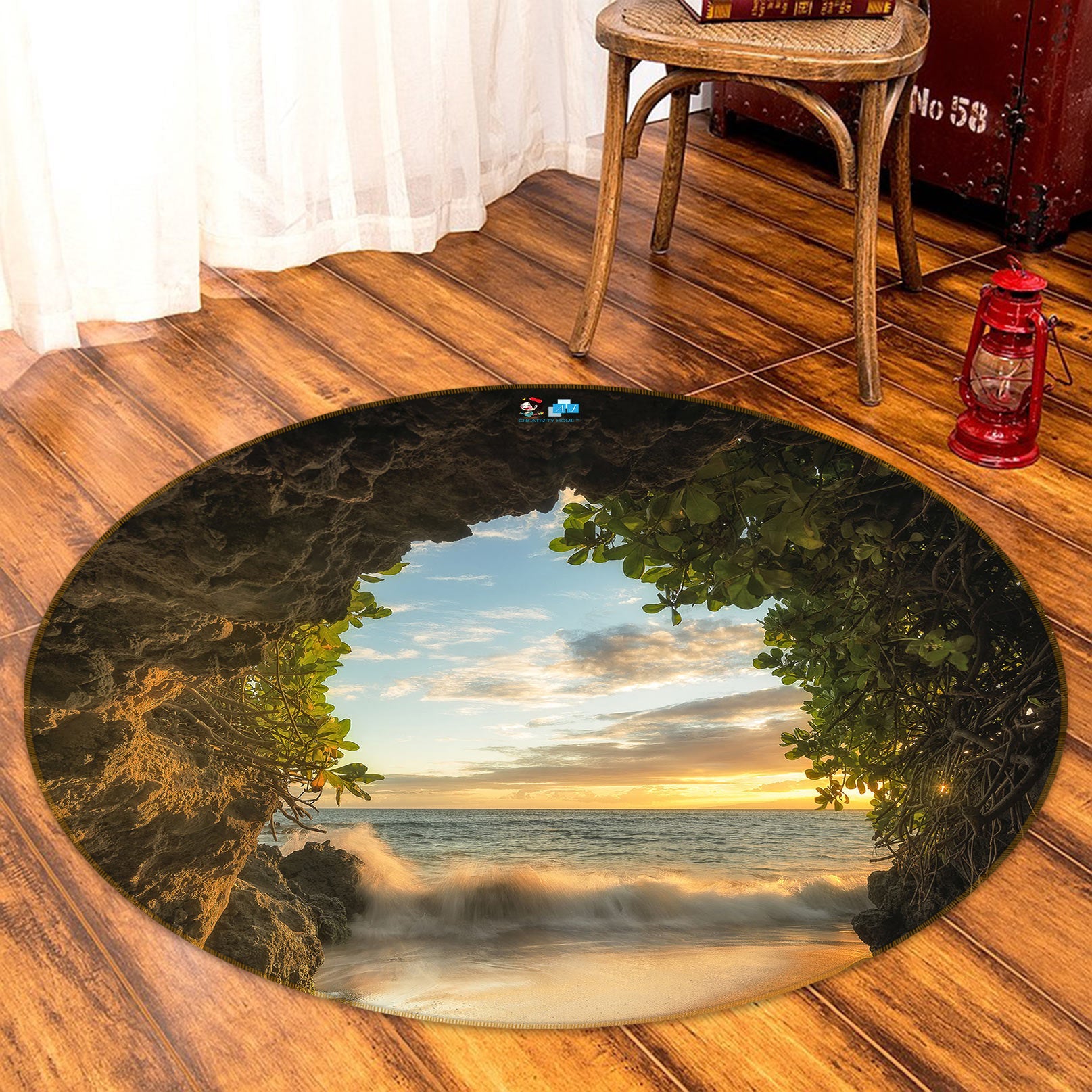 3D Cave 80285 Round Non Slip Rug Mat