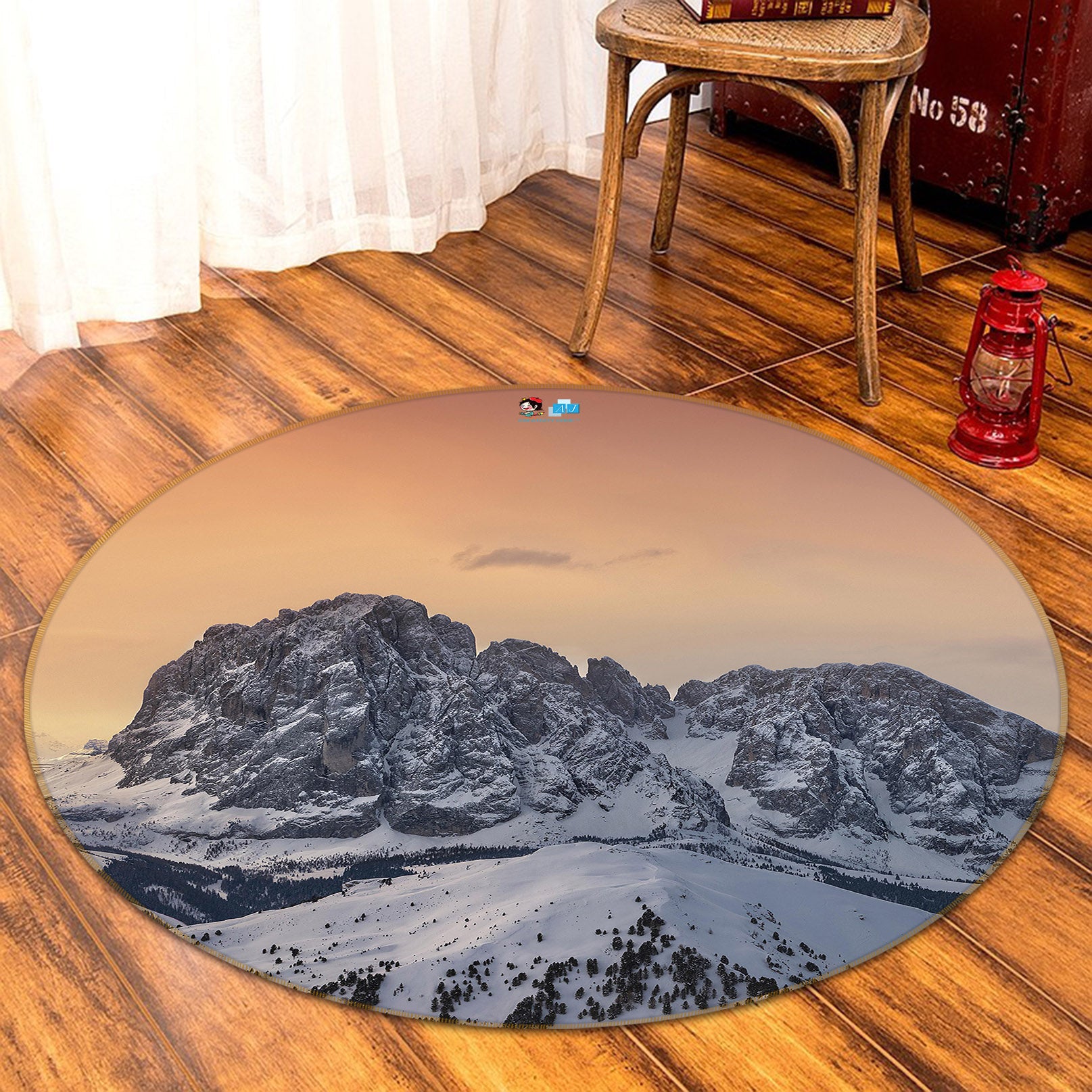 3D Snow Mountain 81105 Round Non Slip Rug Mat