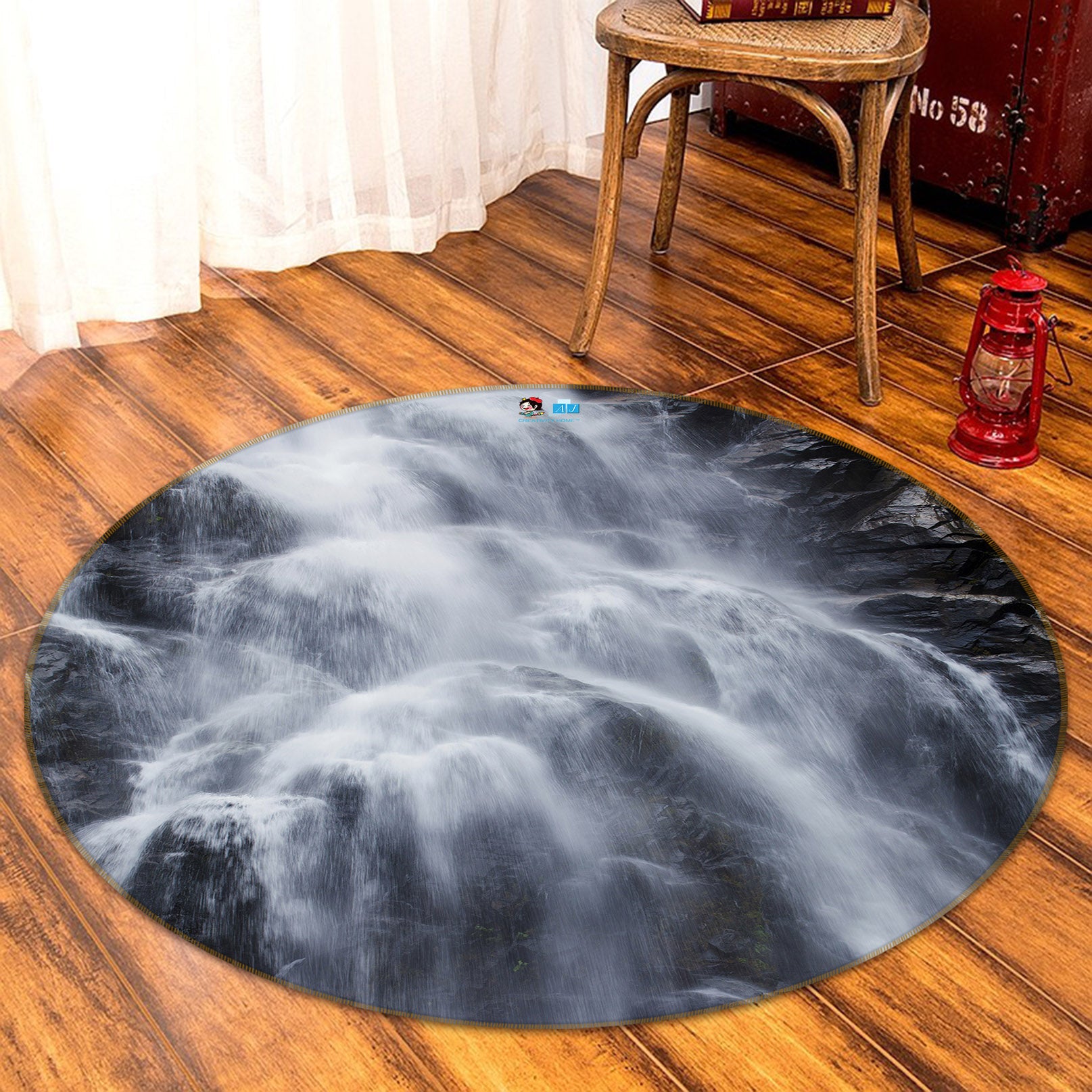 3D Waterfall 69232 Round Non Slip Rug Mat