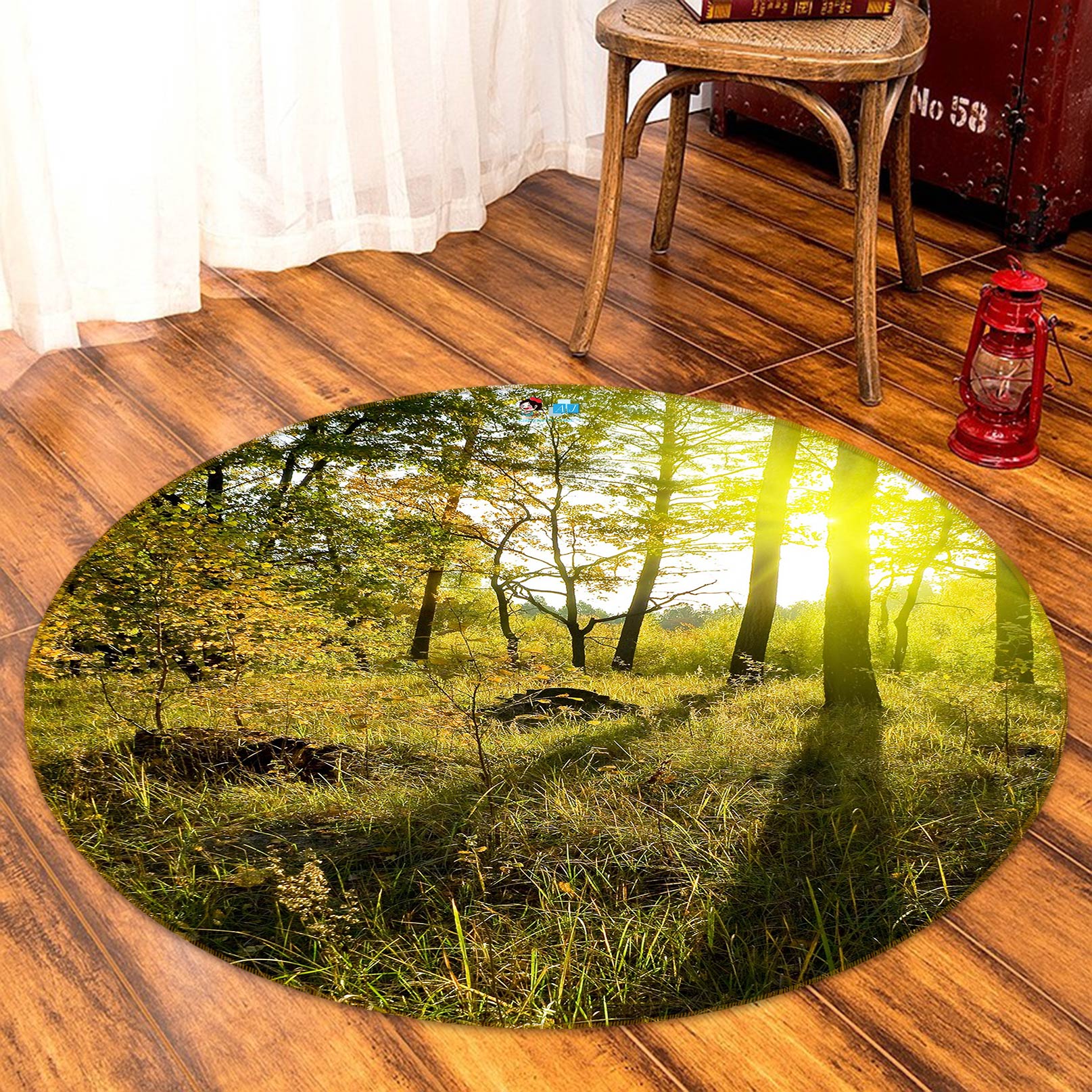 3D Forest Sunlight 80293 Round Non Slip Rug Mat