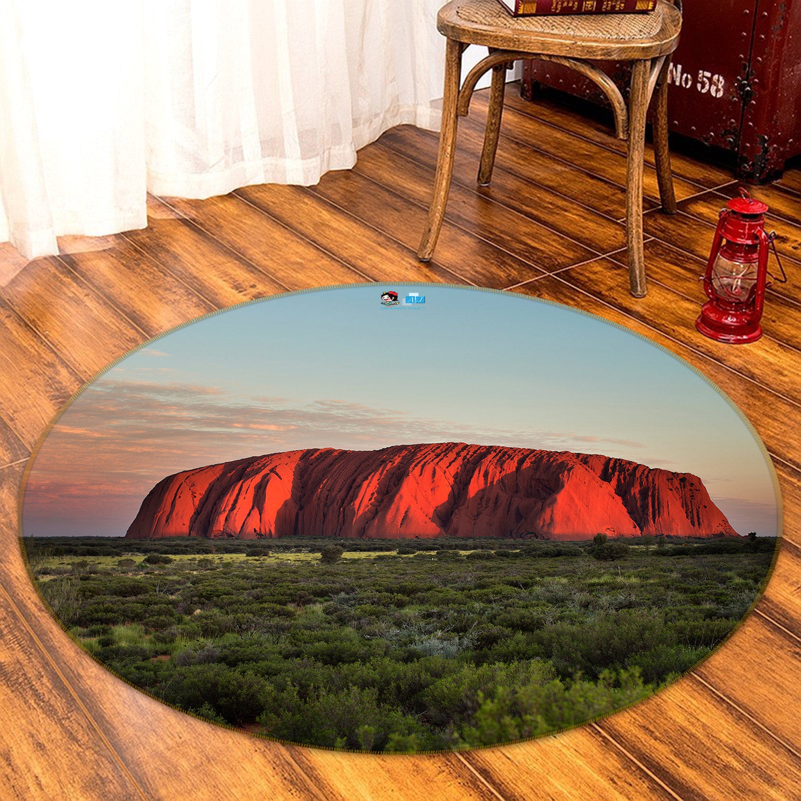 3D Red Mountains 72197 Round Non Slip Rug Mat
