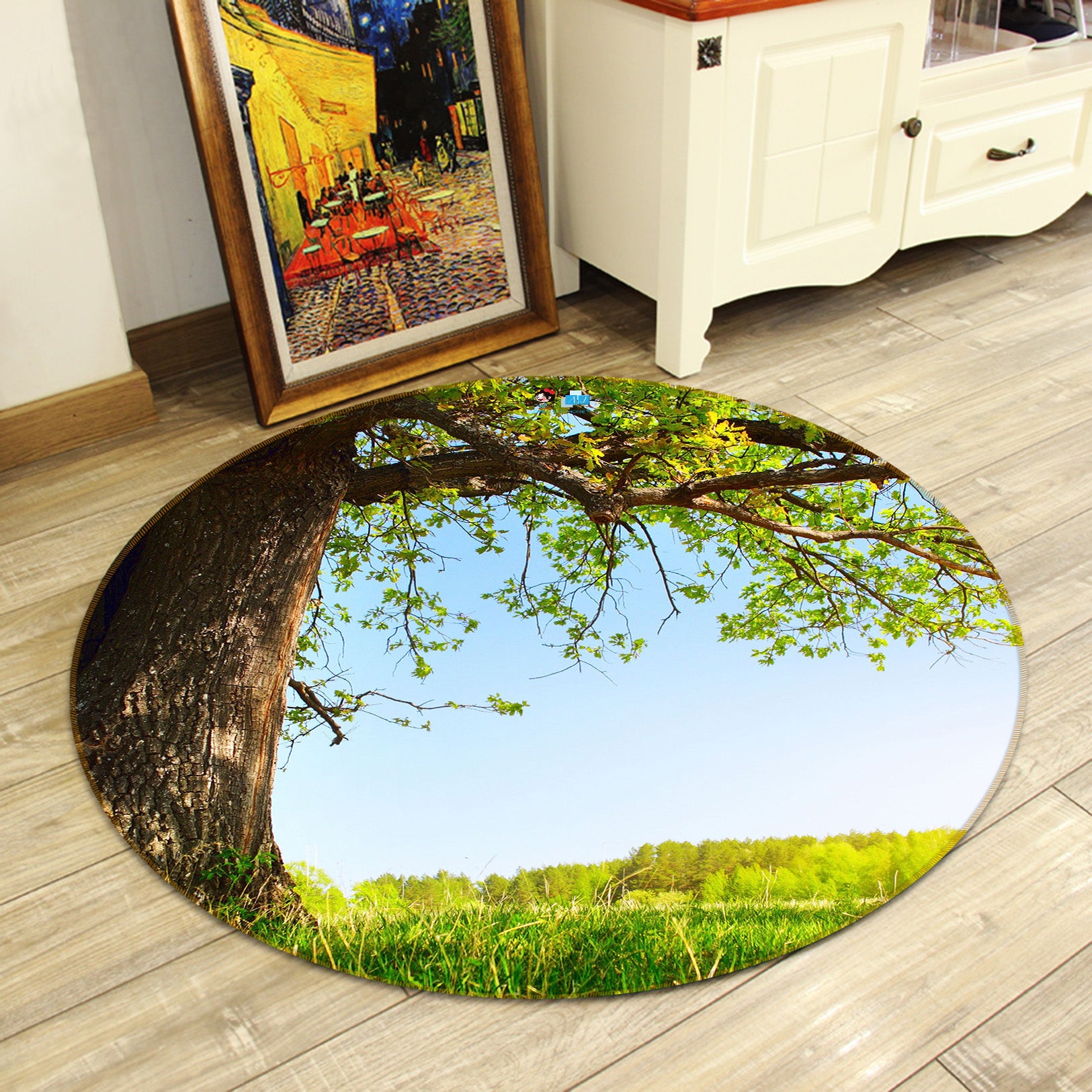 3D Tree 71293 Round Non Slip Rug Mat