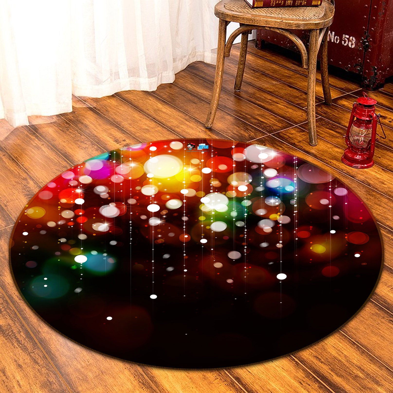 3D Color Aperture 54127 Christmas Round Non Slip Rug Mat Xmas