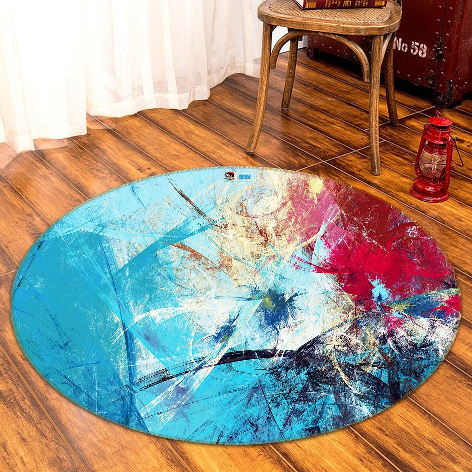 3D Blue And Red Graffiti 536 Round Non Slip Rug Mat Mat AJ Creativity Home 