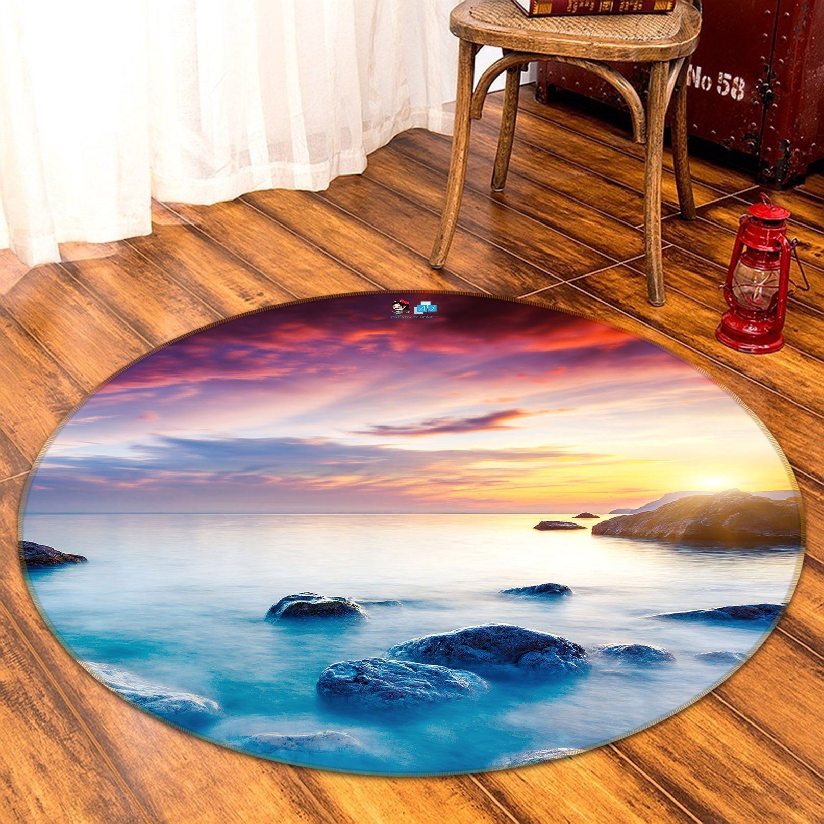 3D Colorful Sea Scenery 93 Round Non Slip Rug Mat Mat AJ Creativity Home 