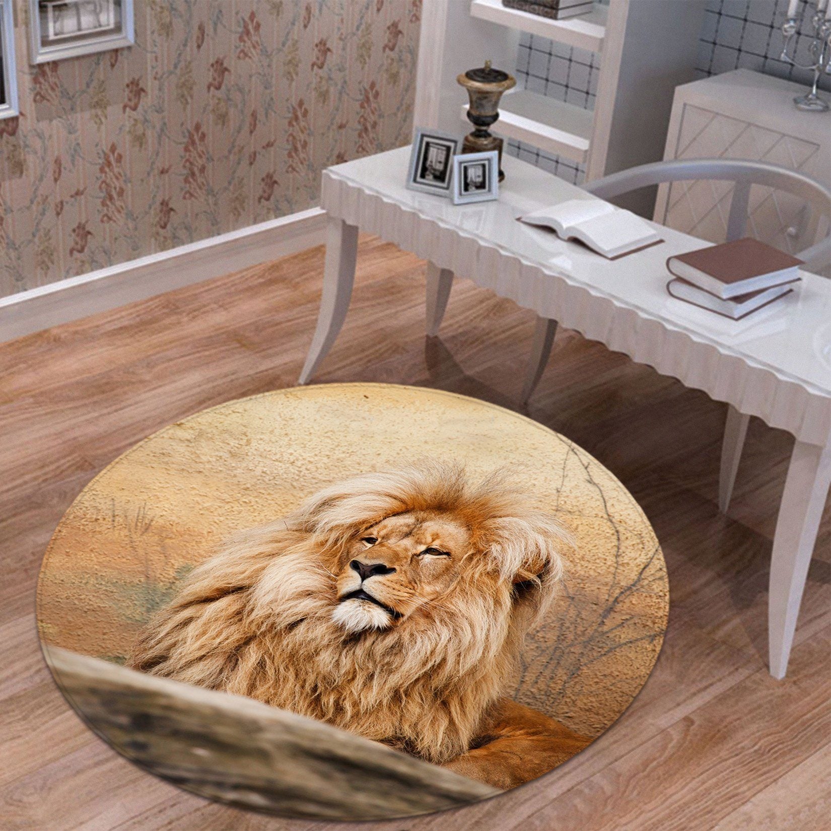 3D Wilderness Lion 012 Animal Round Non Slip Rug Mat Mat AJ Creativity Home 